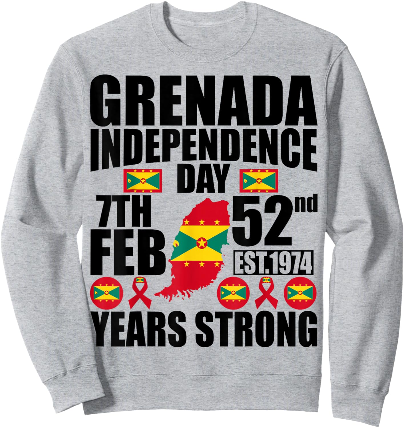 Grenada 52nd Independence Day Grenadian Pride Grenada Flag Sweatshirt - Sweatshirt | Ash