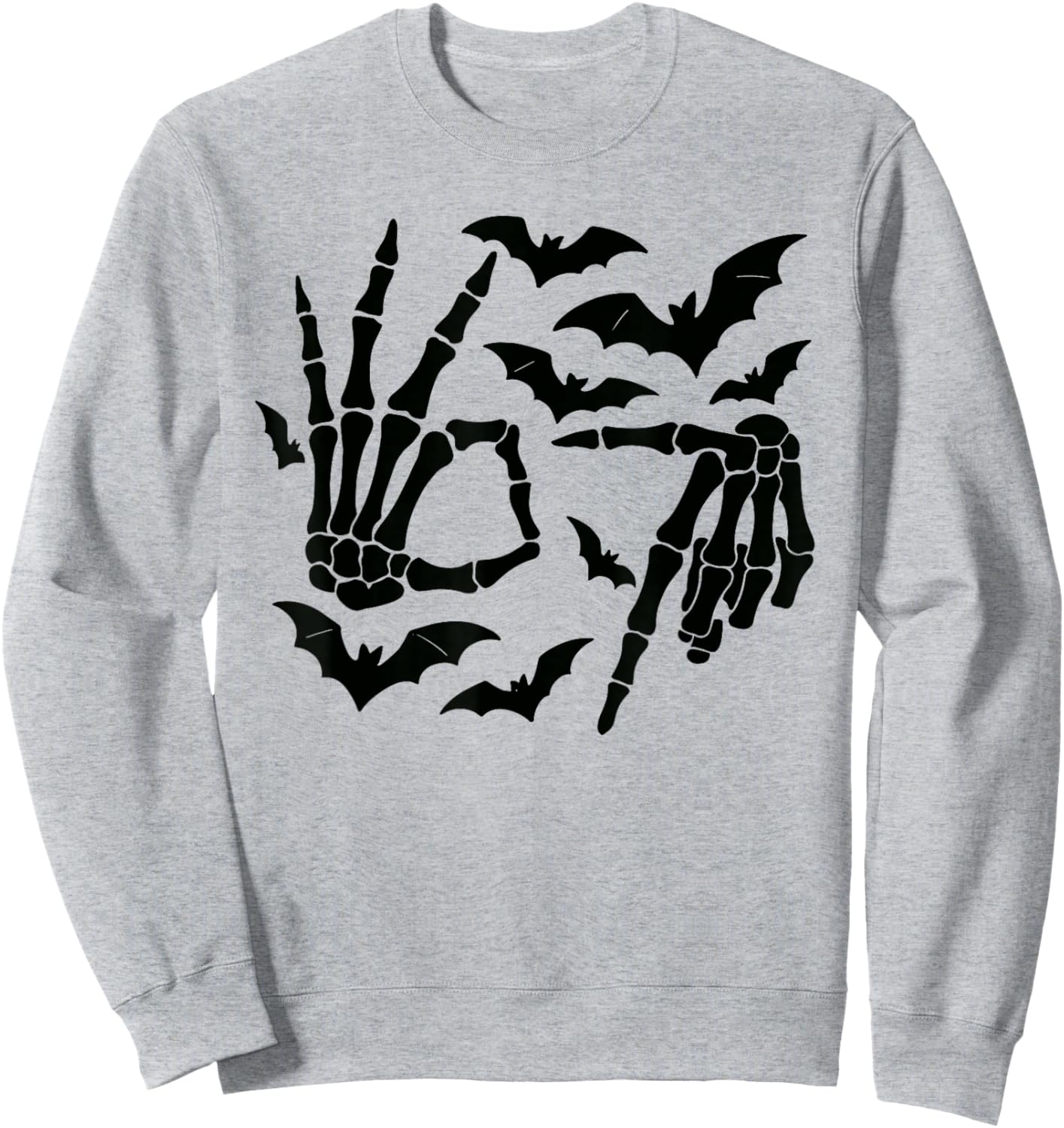 Skeleton Hand Sign 6 7 Halloween Sweatshirt - Sweatshirt | Ash