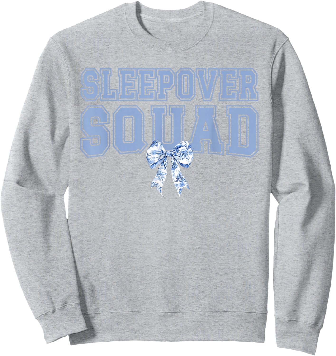 Sleepover Squad Coquette Toile Blue Bow Girls Party Sweatshirt - Sweatshirt | Ash