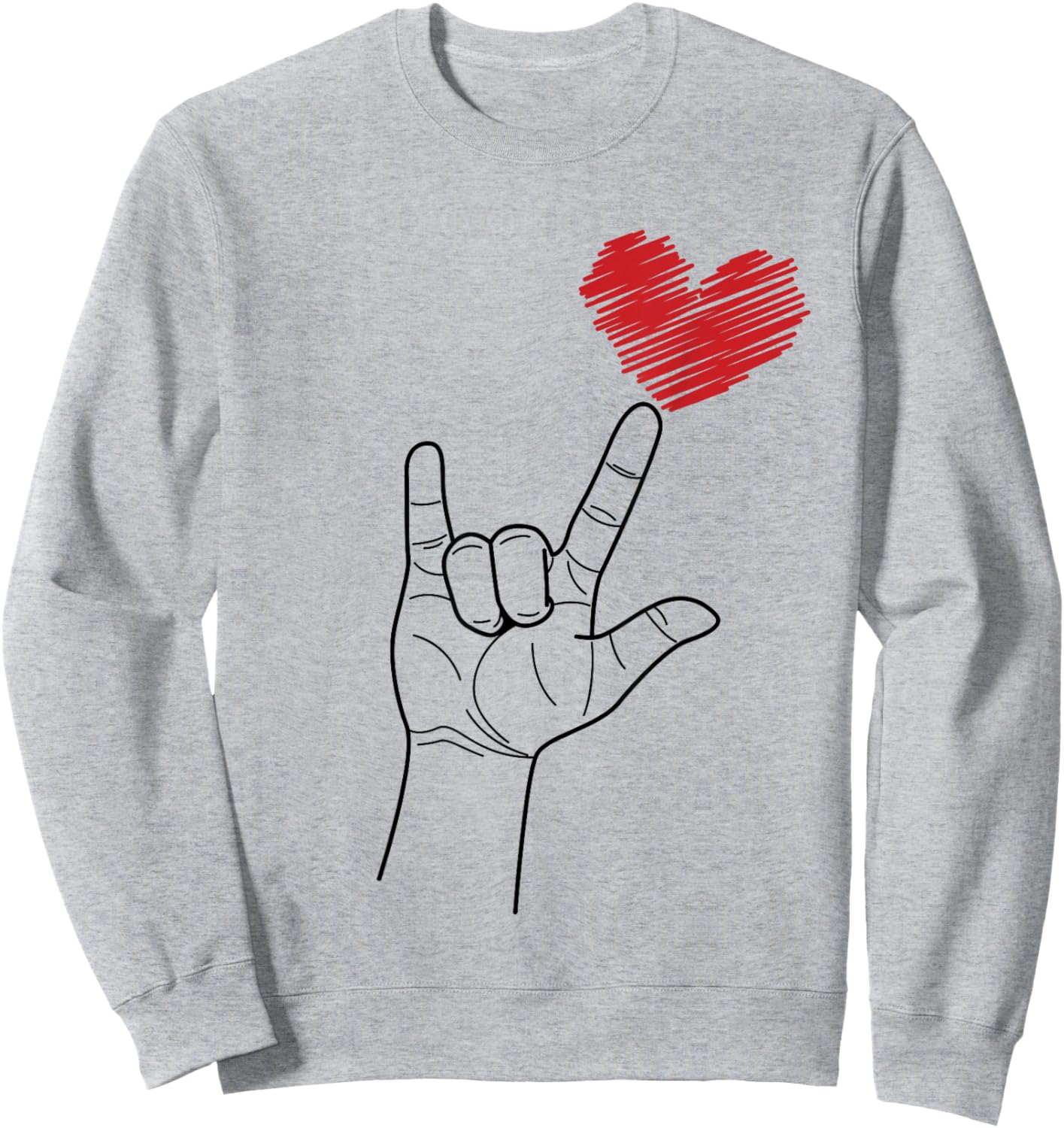 American Sign I Love You Hand Sign ASL Heart Women Kids Men Sweatshirt - Sweatshirt | Ash