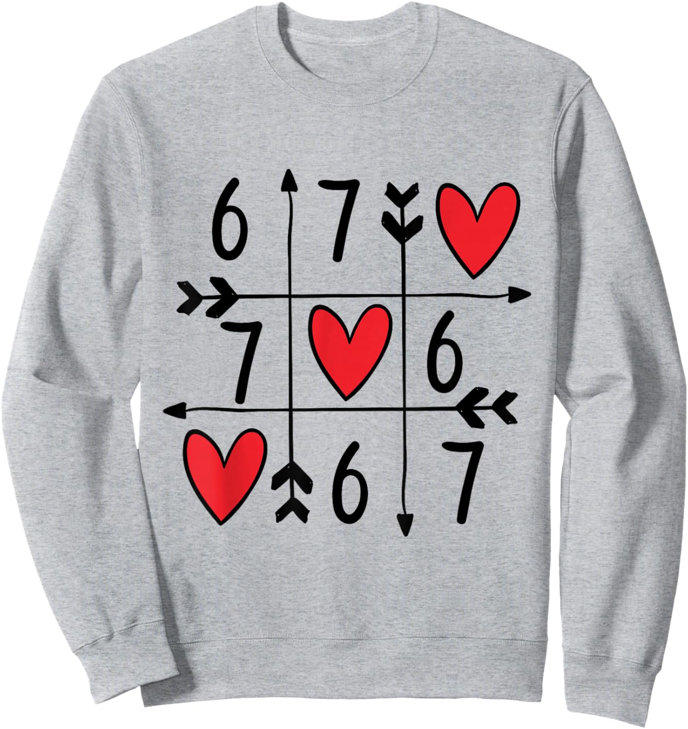 Six Seven Gamer 67 Valentines Day 6 7 Funny Sweatshirt - Sweatshirt | Ash