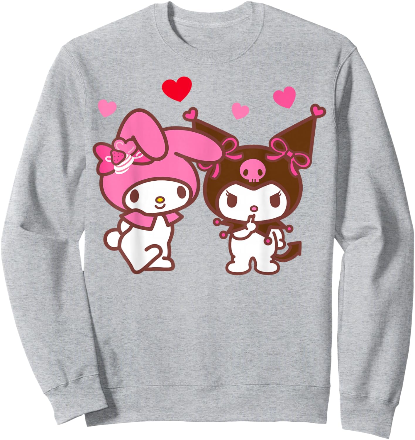 Hello Kitty Valentine's Day My Melody and Kuromi Hearts Sweatshirt - Sweatshirt | Ash