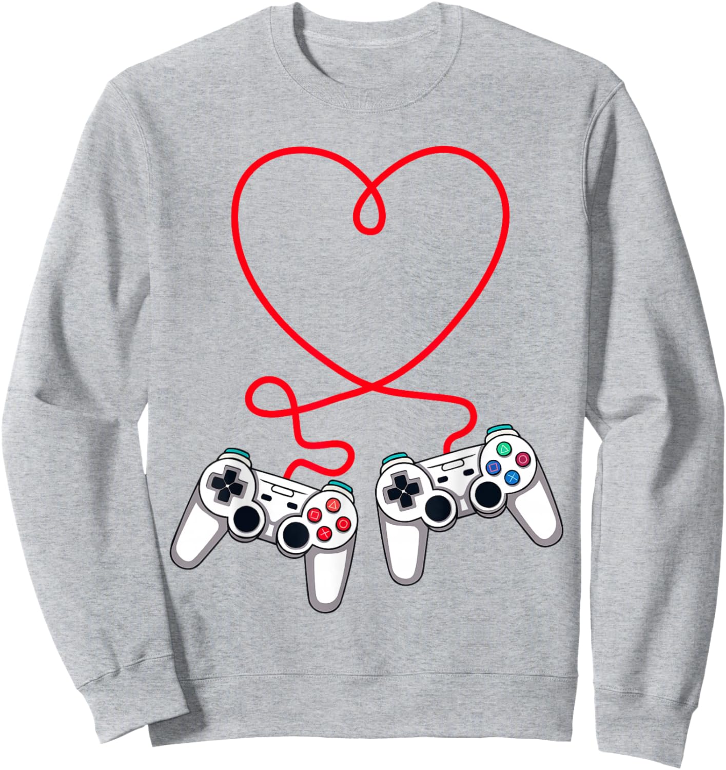 Video Gamer Valentines Day Controllers Heart Teens Boys Kids Sweatshirt - Sweatshirt | Ash
