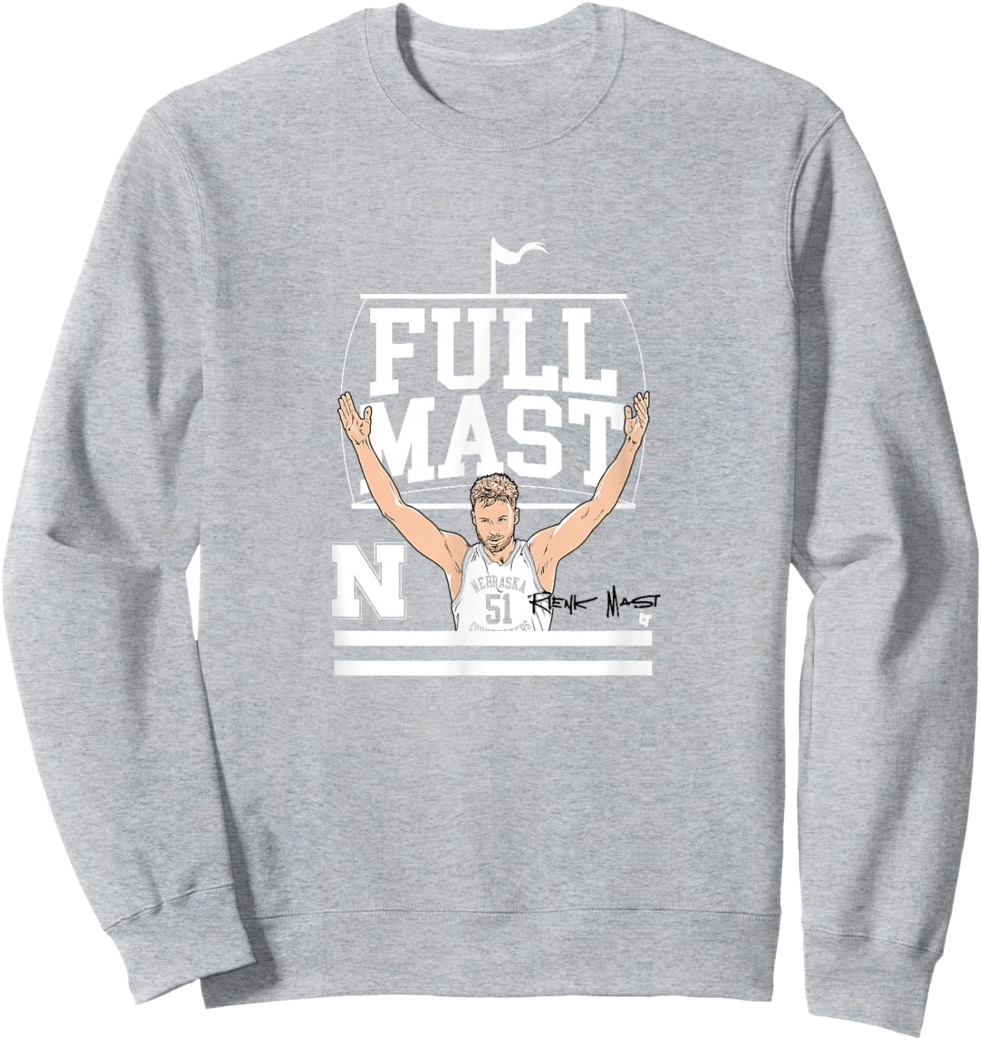 Rienk Mast - Full Mast - Nebraska Cornhuskers Basketball Sweatshirt - Sweatshirt | Ash