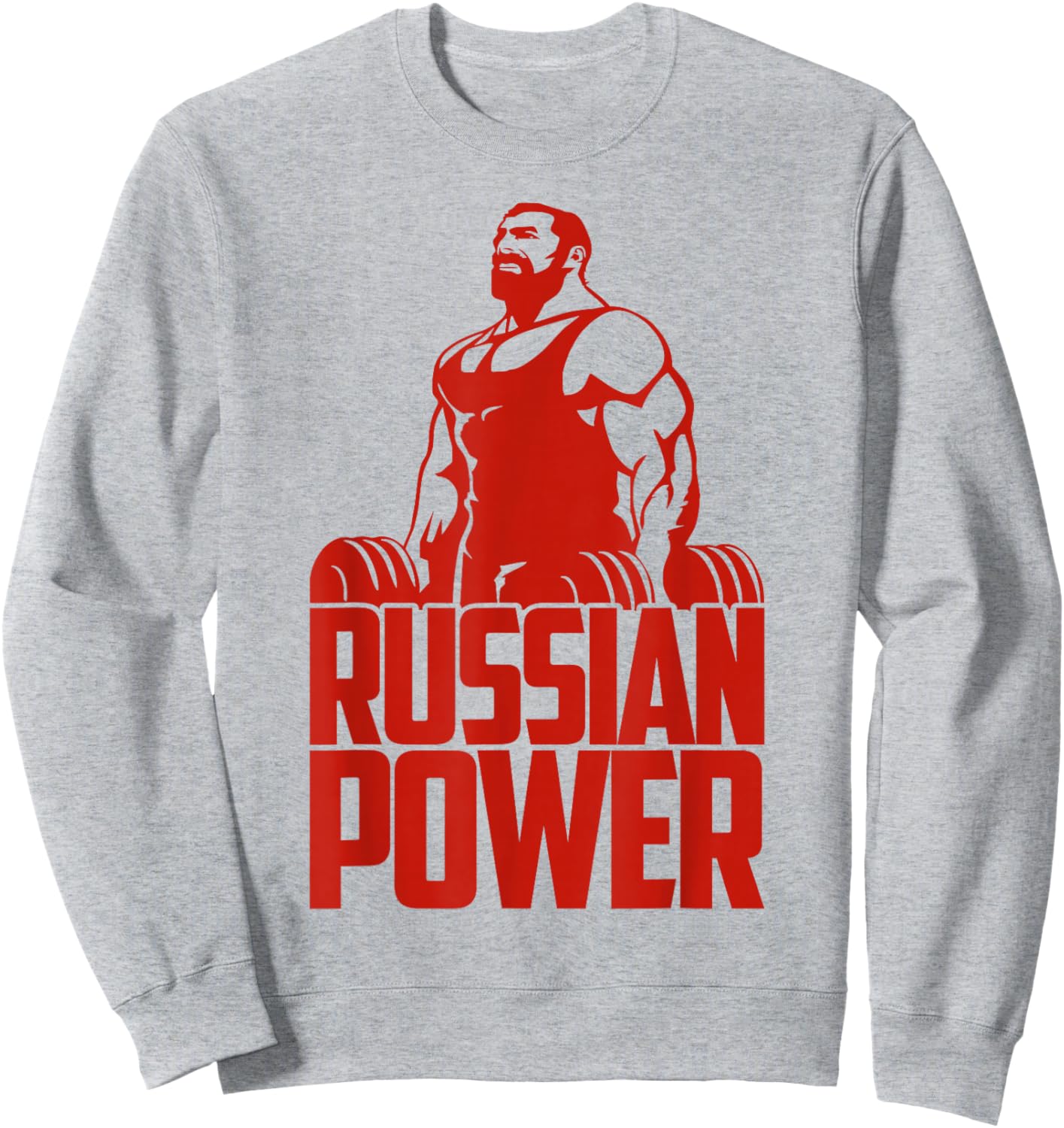 Russian Power Gym Barbells Bodybuilding Russia Sweatshirt - Sweatshirt | Ash