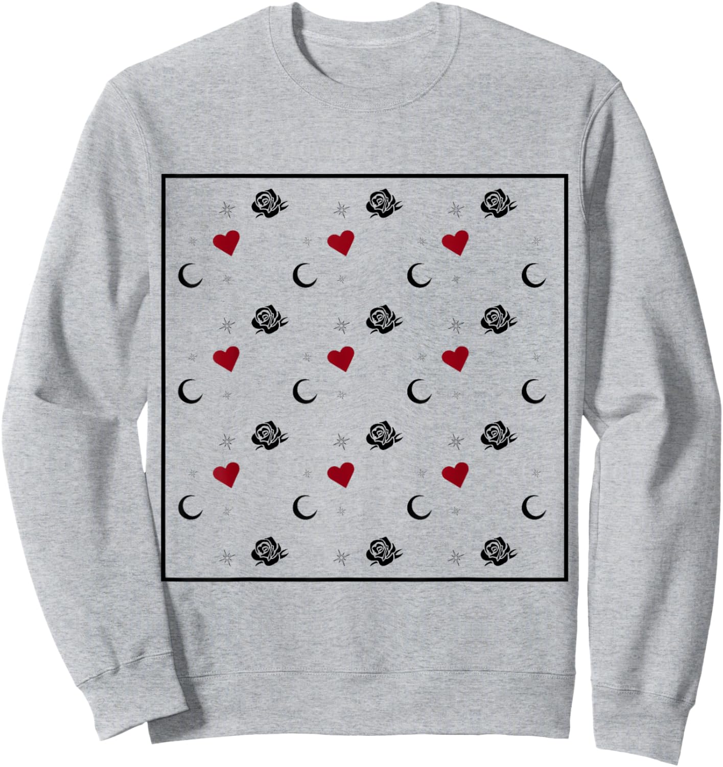 Roses, Hearts, and Moons Sweatshirt - Sweatshirt | Ash