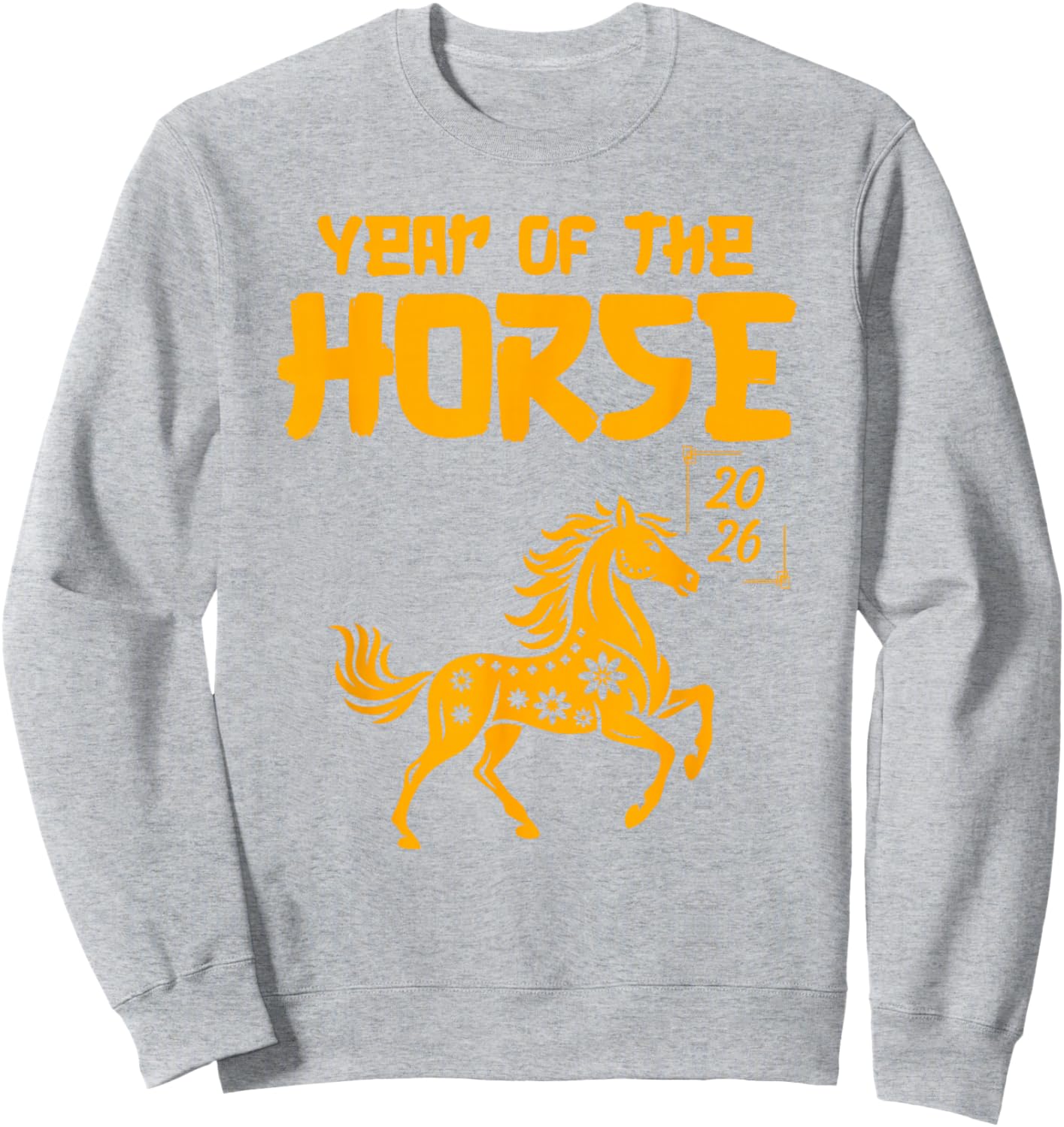 Year of The Horse 2026 Happy New Year Golden Horse Sweatshirt - Sweatshirt | Ash