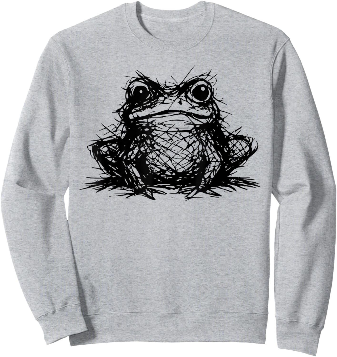 Minimal Line Art Minimalist Abstract Sketch Scribble Frog Sweatshirt - Sweatshirt | Ash