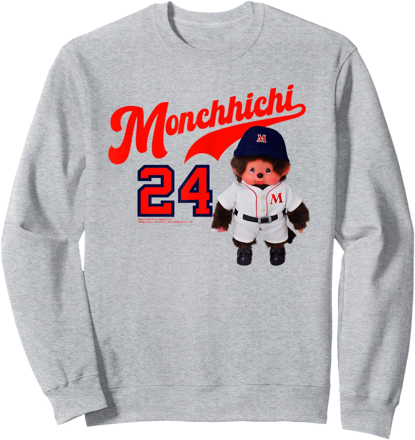 Monchhichi Little Baseball Player #24 Vintage Photo Sweatshirt - Sweatshirt | Ash