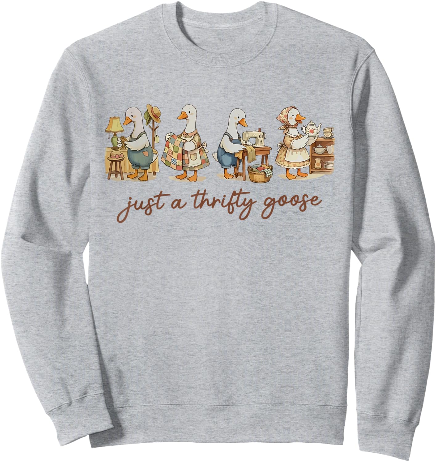 Funny Silly Thrifting Cute Just A Thrifty Goose Grandma Core Sweatshirt - Sweatshirt | Ash