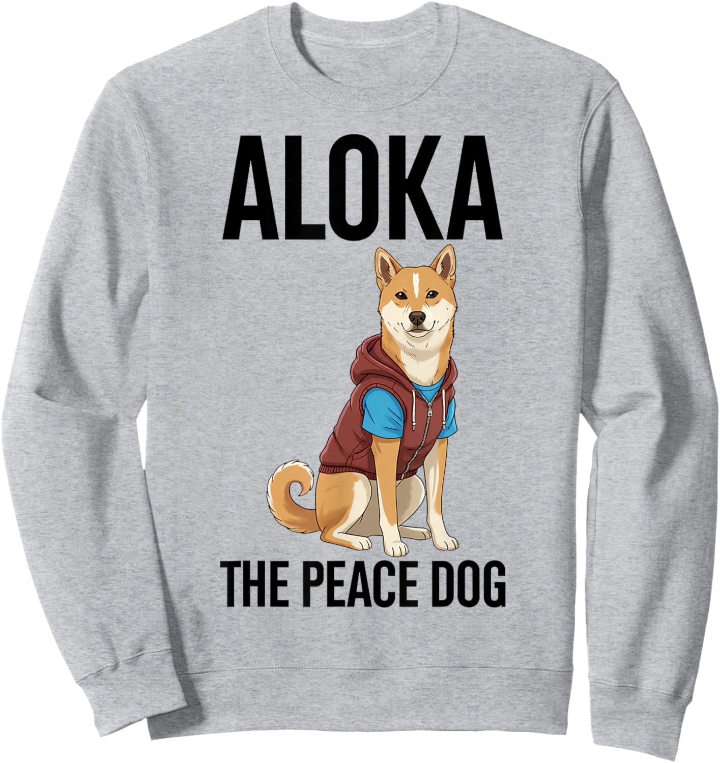 Aloka The Peace Dog Minimalist Zen Art Sweatshirt - Sweatshirt | Ash