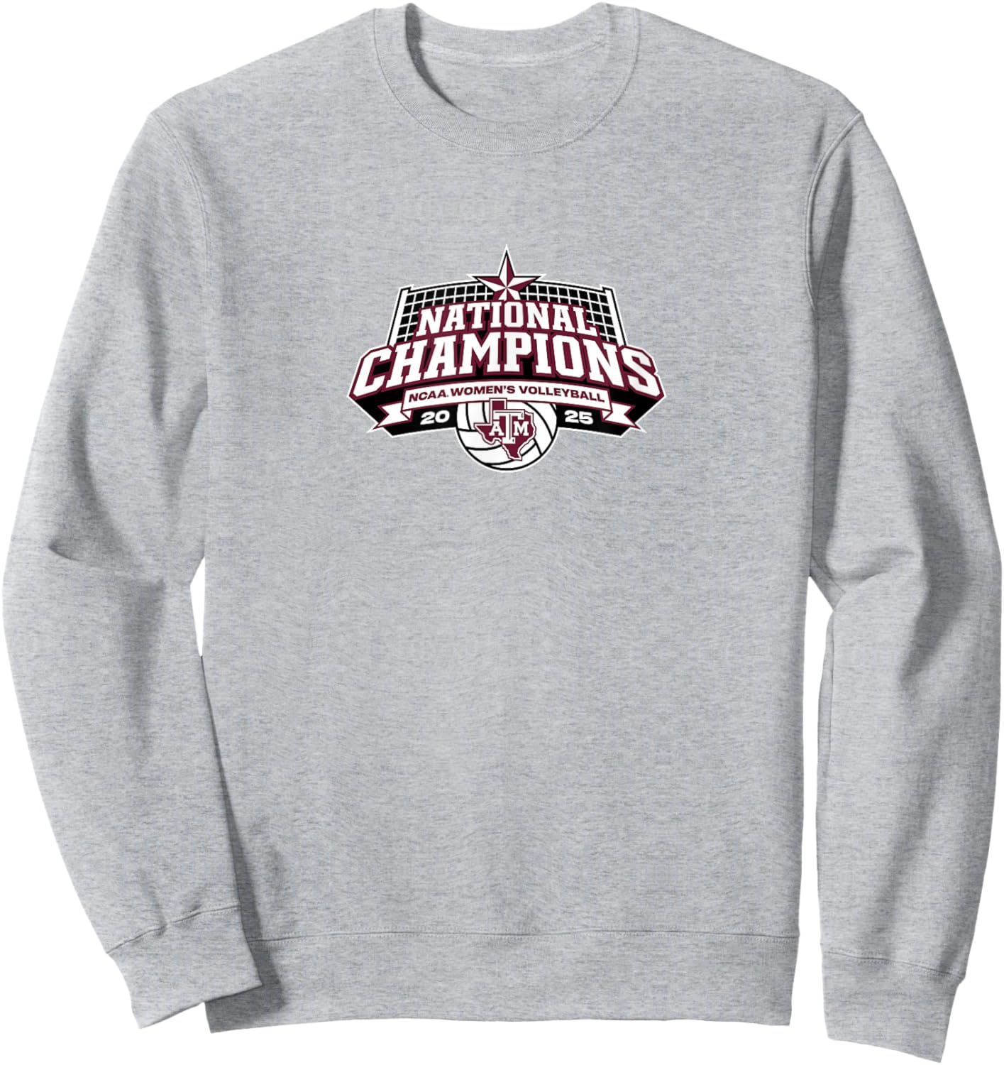 Texas A&M Women's Volleyball - 2025 National Champions Logo Sweatshirt - Sweatshirt | Ash