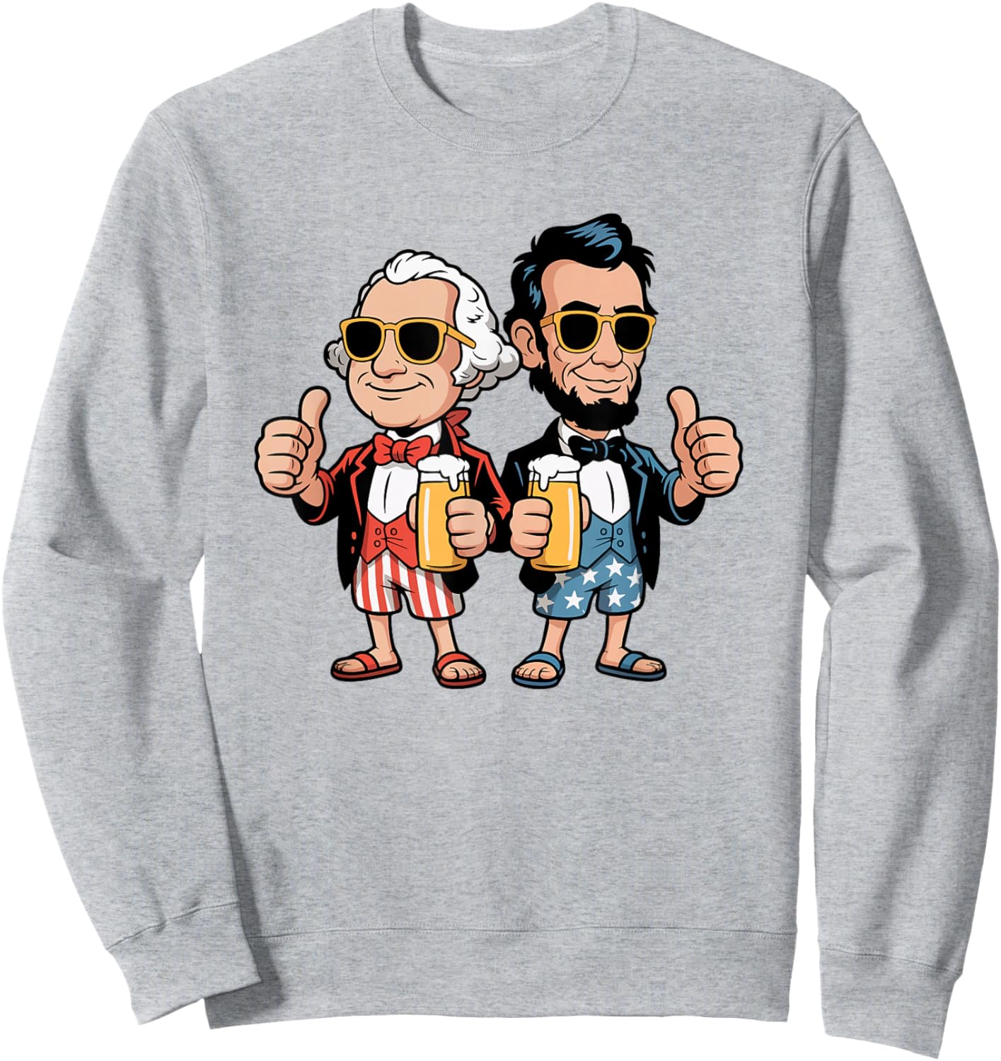 Funny President's Day Lincoln Washington Patriotic Drinking Sweatshirt - Sweatshirt | Ash