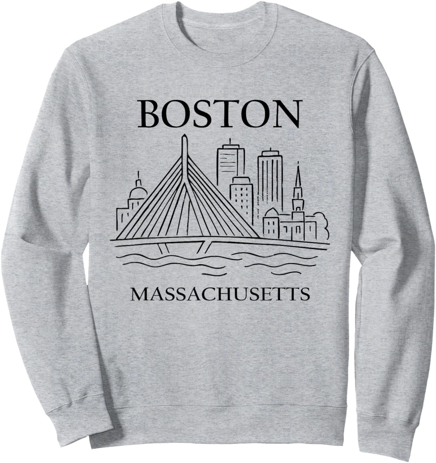 Boston United States Minimalist City Travel Souvenir Sweatshirt - Sweatshirt | Ash