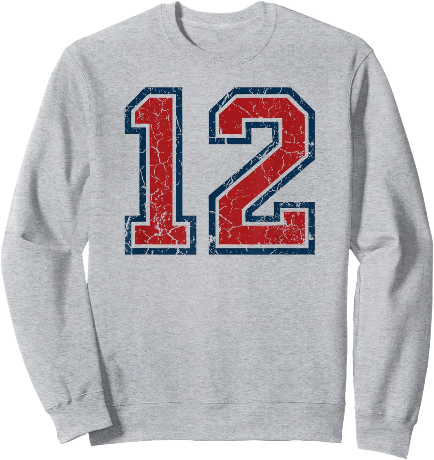 Red and Blue Sports Number 12 Jersey Uniform Player Fan Sweatshirt - Sweatshirt | Ash