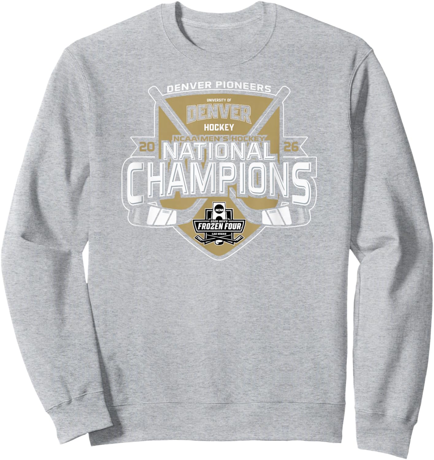 Denver Pioneers National Champs Men's Hockey 2026 Icon Red Sweatshirt - Sweatshirt | Ash