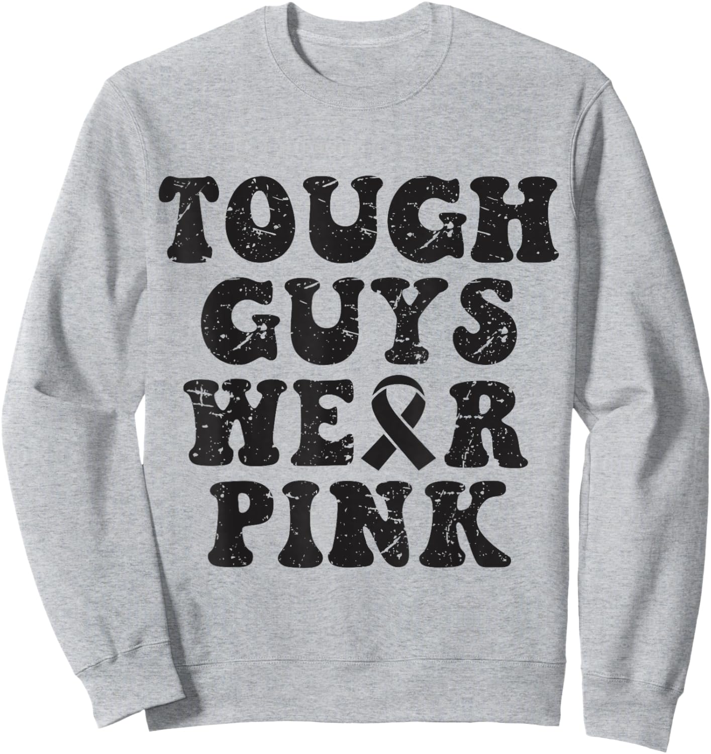 Tough Guys Wear Pink Funny Breast Cancer Awareness Men Kids Sweatshirt - Sweatshirt | Ash