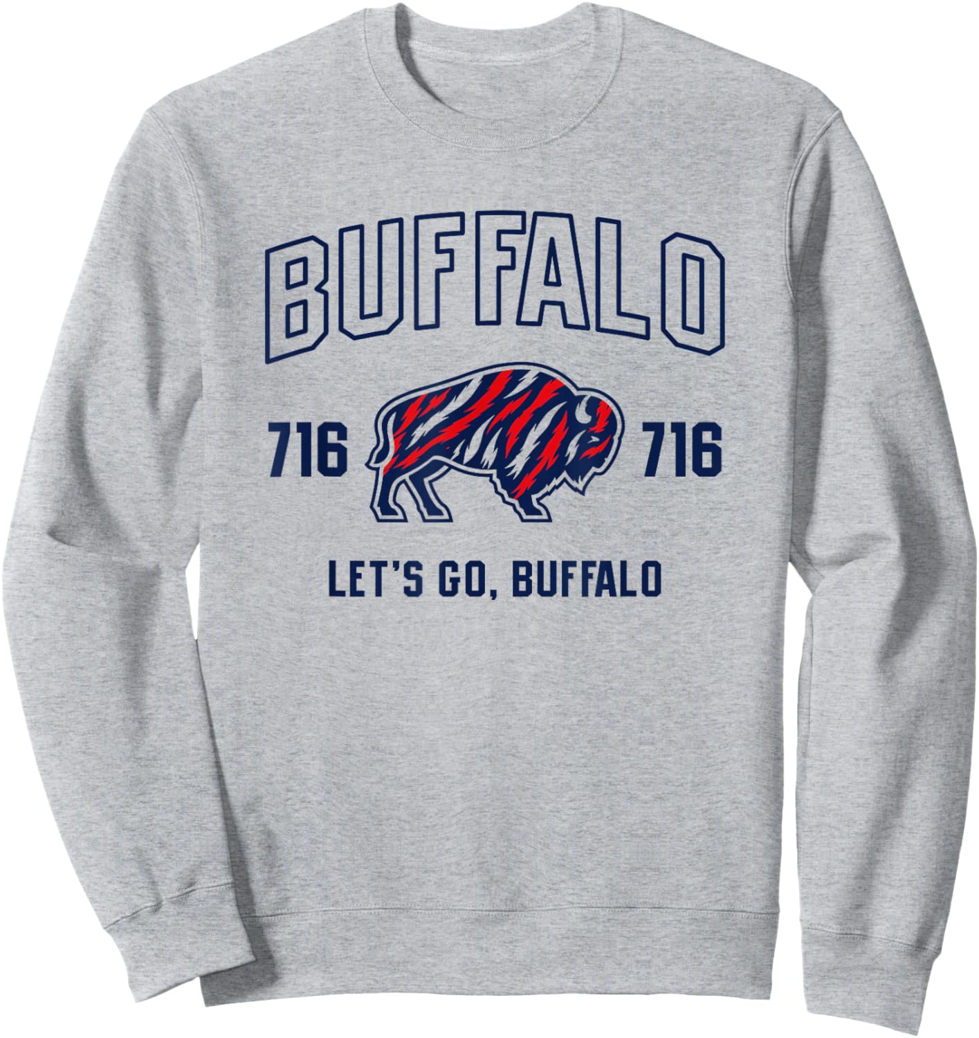 Buffalo Collegiate Red, White Blue Stripes Sweatshirt - Sweatshirt | Ash