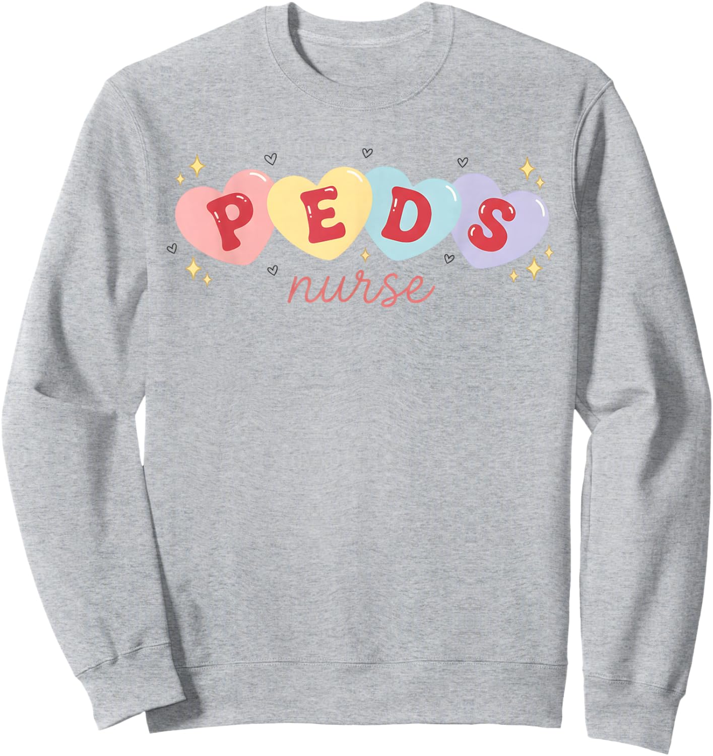 Valentine PEDS Nurse Valentines Day Pediatric Nurse Sweatshirt - Sweatshirt | Ash