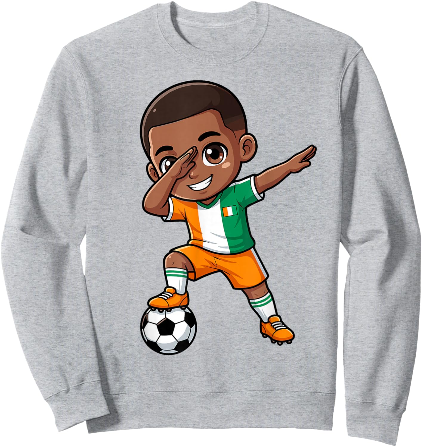 Ivory Coast Kid Goal Cartoon Côte D'Ivoire Flag for Kids Sweatshirt - Sweatshirt | Ash