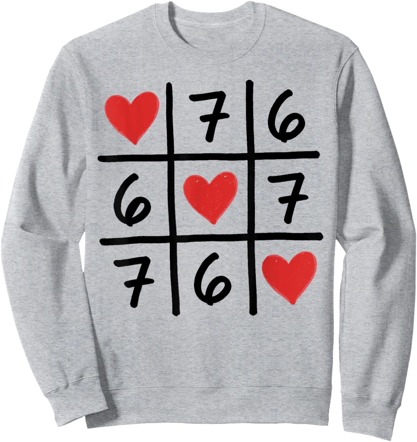 Funny 6 7 Meme Hearts Six Seven Valentines Day Sweatshirt - Sweatshirt | Ash