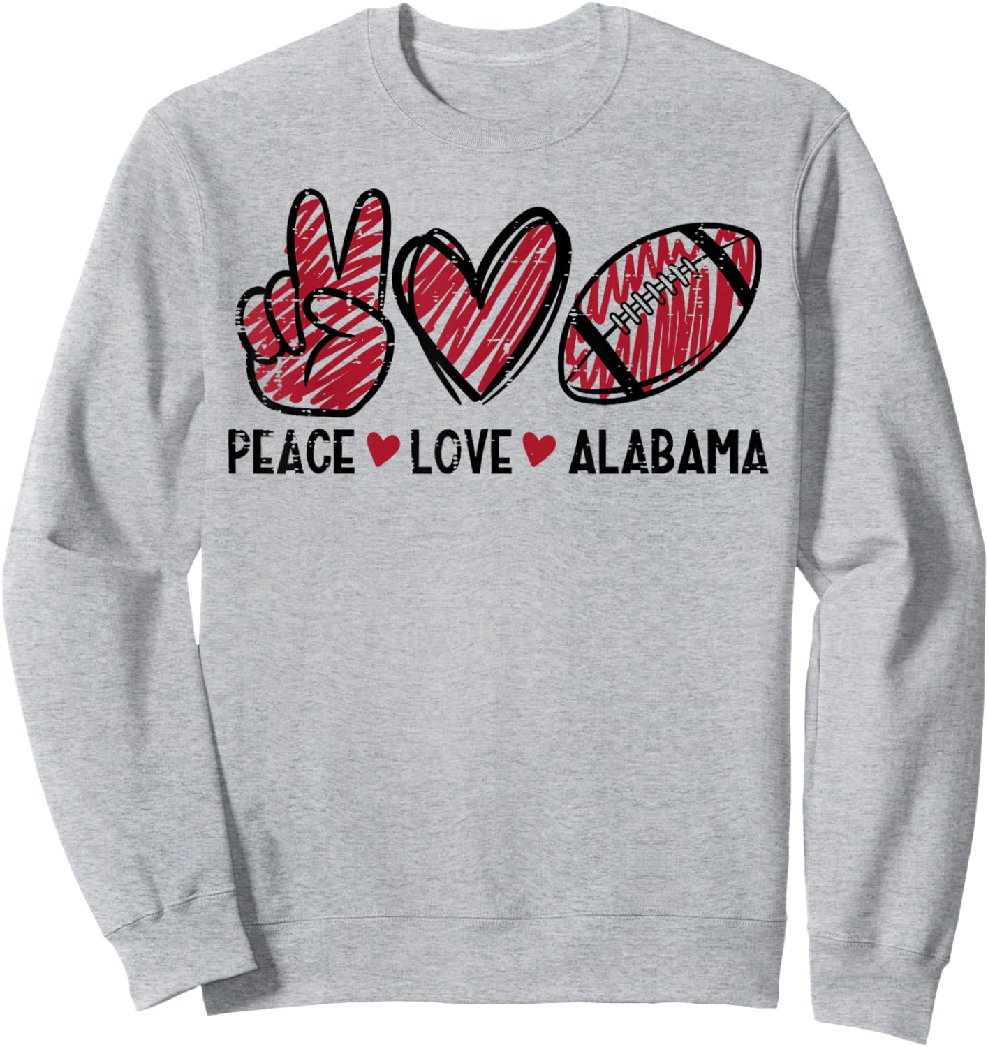 Peace Love Alabama Men Women Kids Boys Girls Youth Teen Sweatshirt - Sweatshirt | Ash