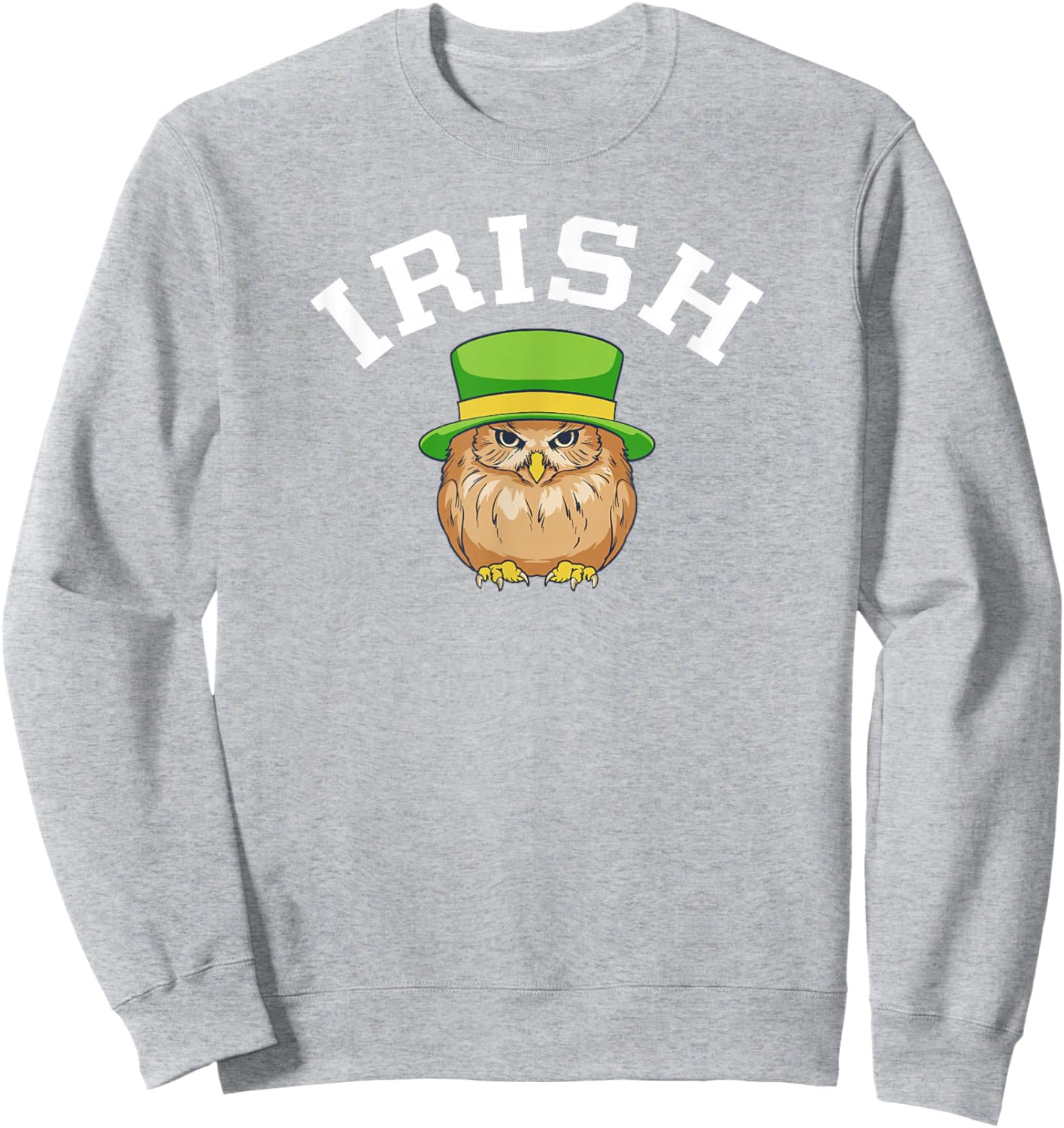 Irish Owl St Patricks Day Ireland Pride Graphic Green Sweatshirt - Sweatshirt | Ash