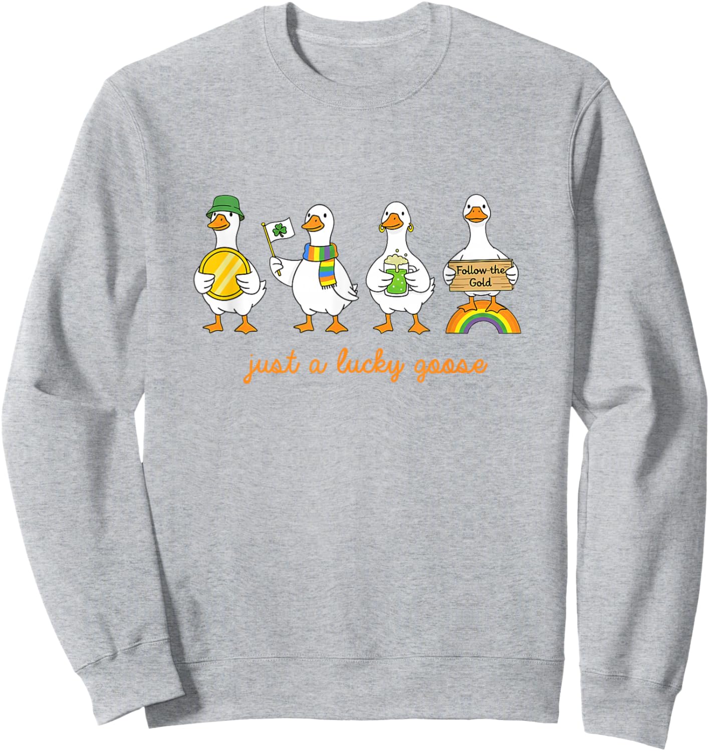 Lucky Geese Golden Coin St. Patrick’s Day Shenanigans Sweatshirt - Sweatshirt | Ash