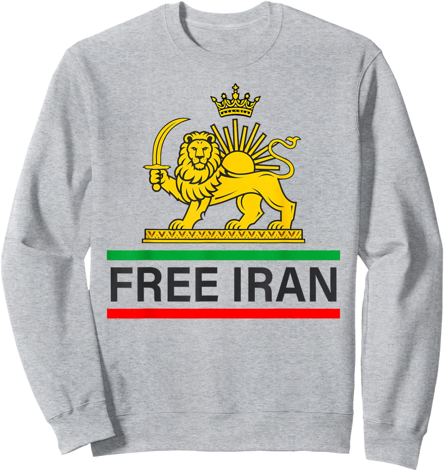 Free Iran Persian Lion and Sun Shir o Khorshid Flag Sweatshirt - Sweatshirt | Ash