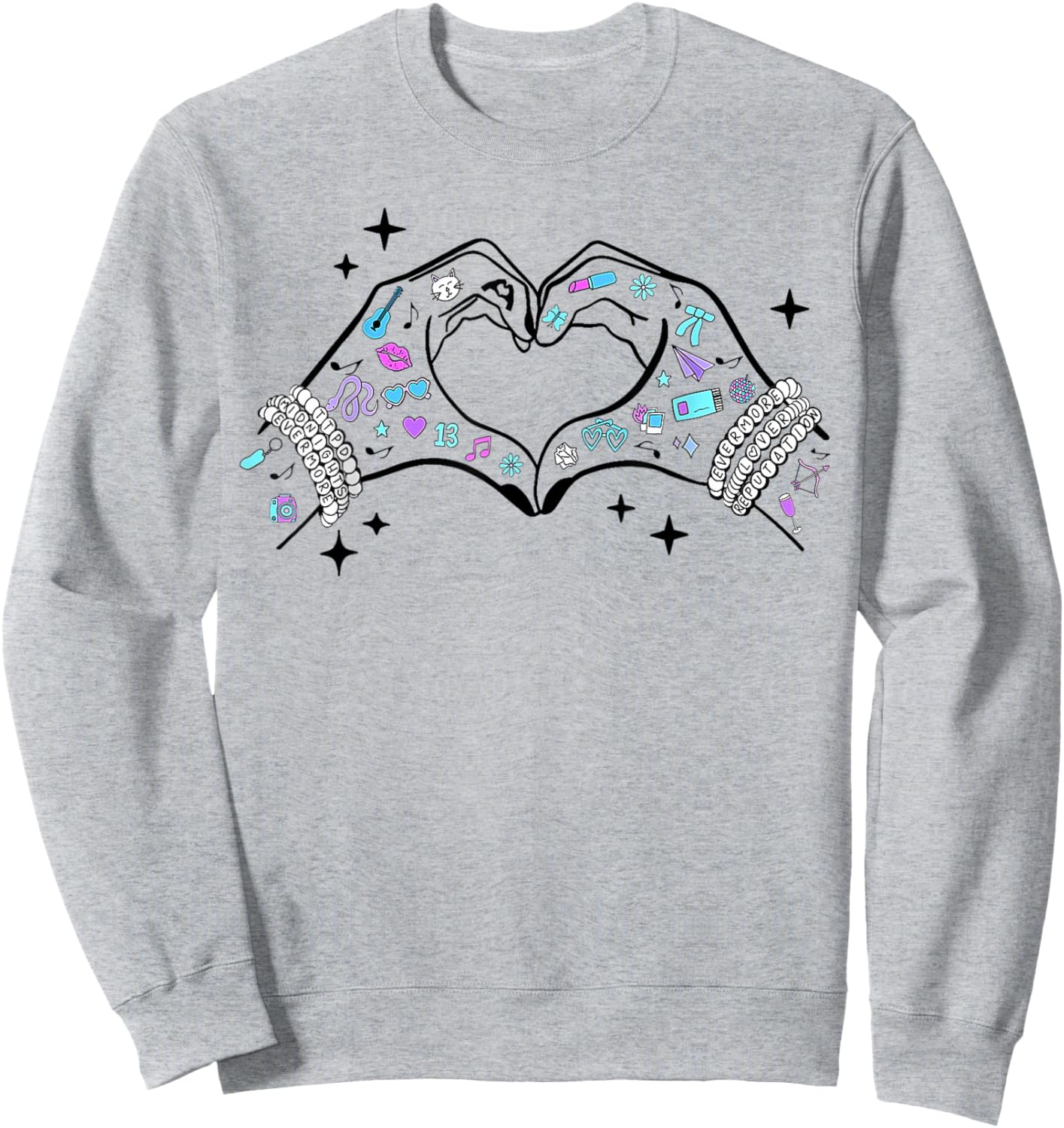 Heart Hands Taylor First Name Girl Retro Groovy 70's 80's Sweatshirt - Sweatshirt | Ash