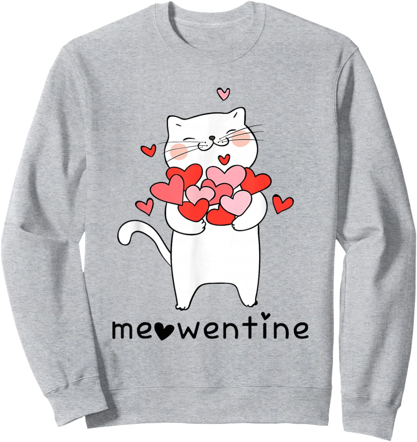 Meowentine Cute Cat Valentines Day Men Women Cat Dad Cat mom Sweatshirt - Sweatshirt | Ash