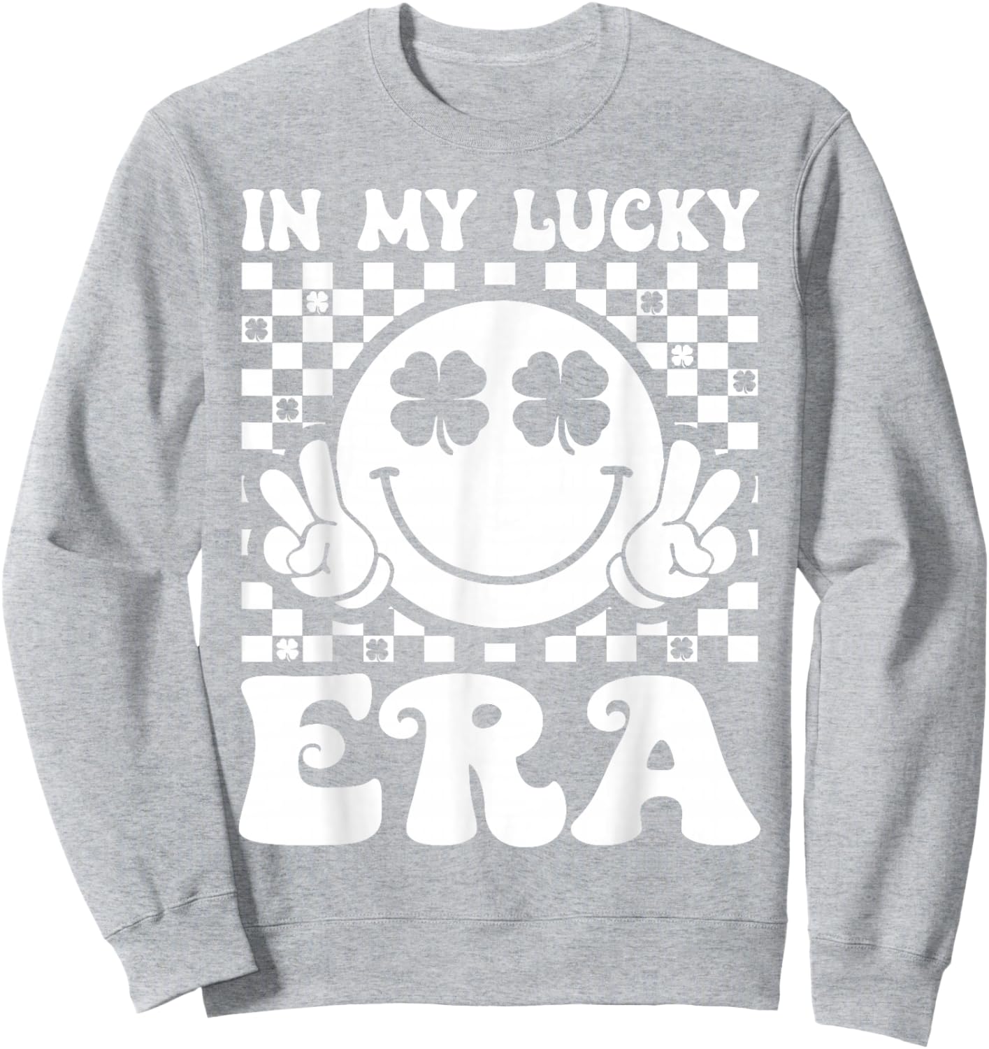 Groovy in My Lucky Era St Patricks Day Shamrock Men Women Sweatshirt - Sweatshirt | Ash