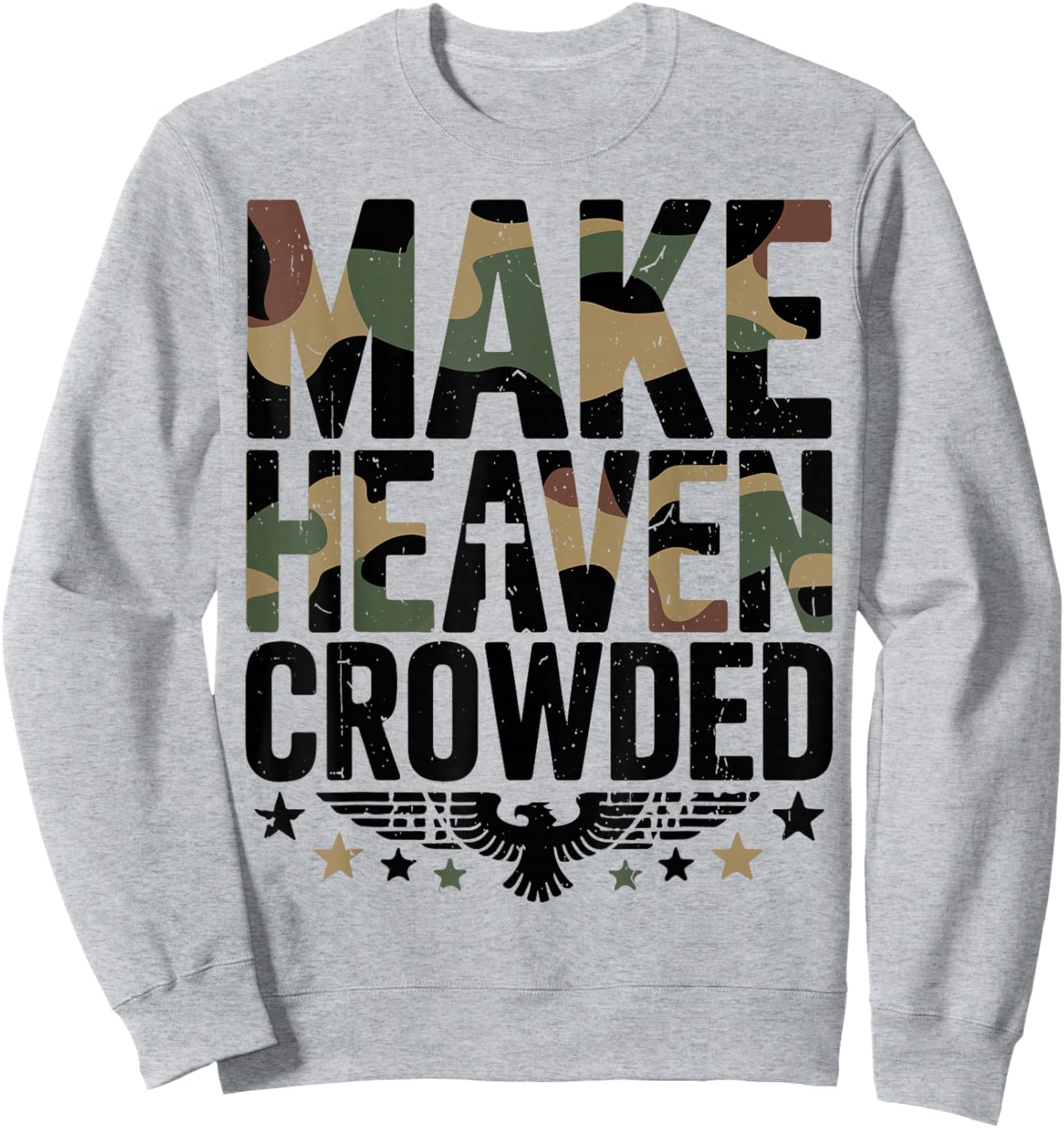 Youth Make Heaven Crowded Camouflage Jesus Camo Christian Sweatshirt - Sweatshirt | Ash