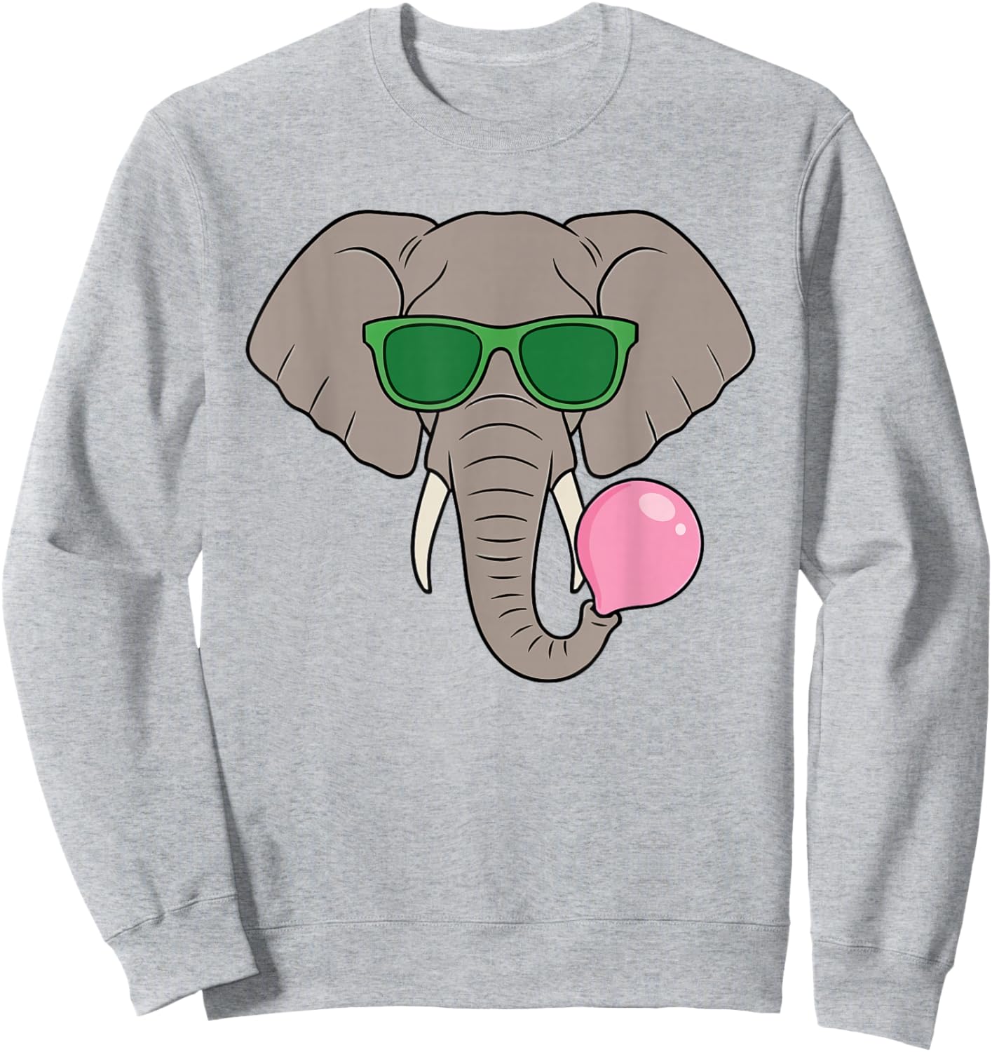 Funny Elephant Wearing Green Shades Blowing Bubble Gum Sweatshirt - Sweatshirt | Ash