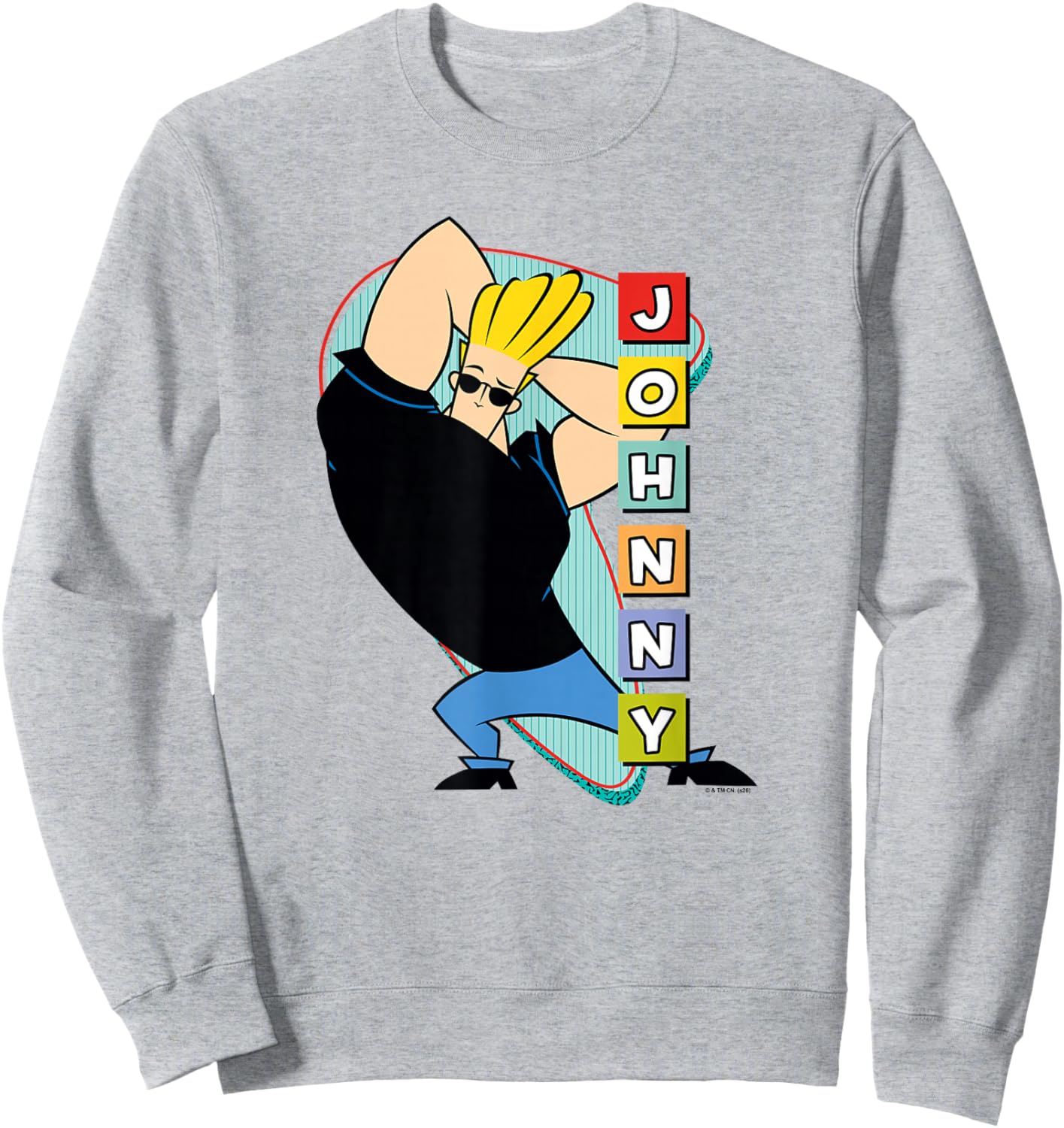 Retro Stacked Lettering Muscle Pose Cartoon Sweatshirt - Sweatshirt | Ash