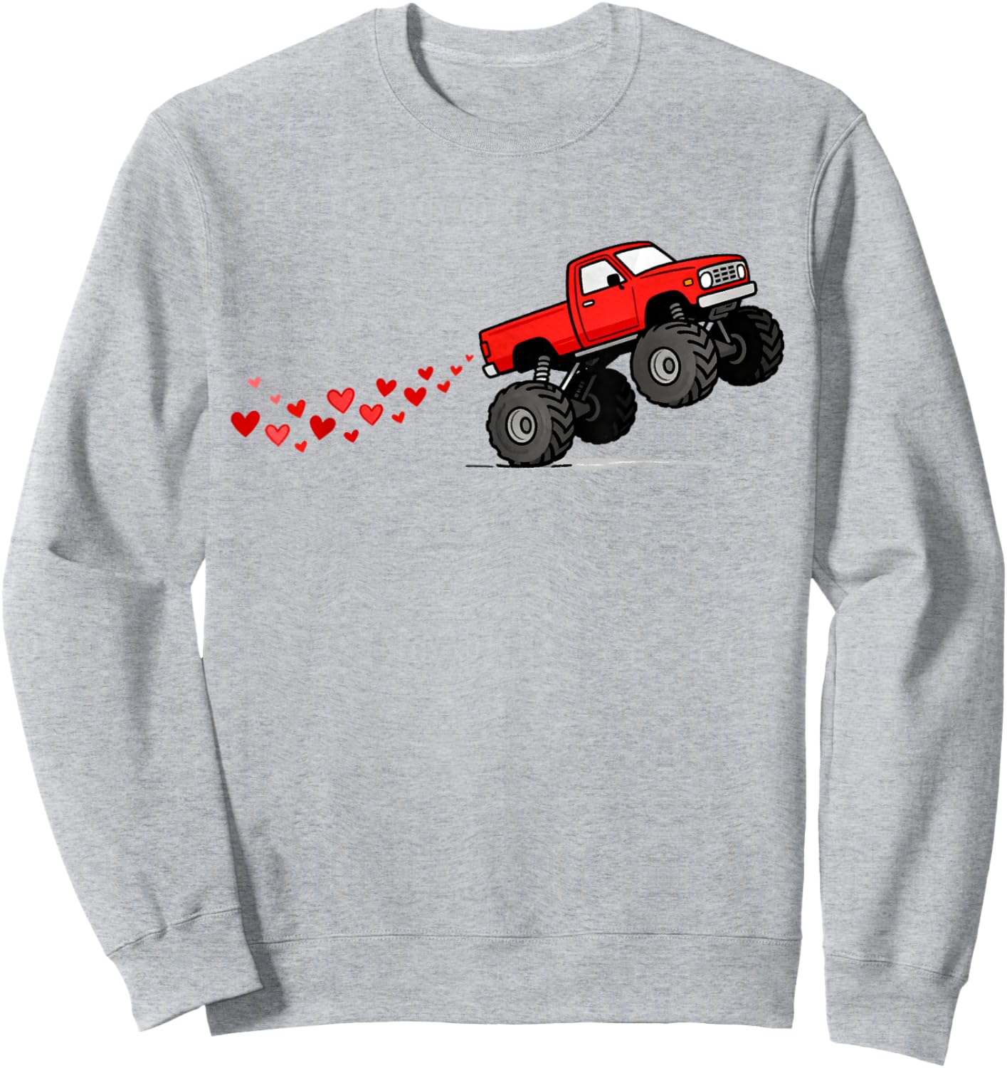 Valentines Monster Truck Blasting Hearts Boys Toddlers Kids Sweatshirt - Sweatshirt | Ash