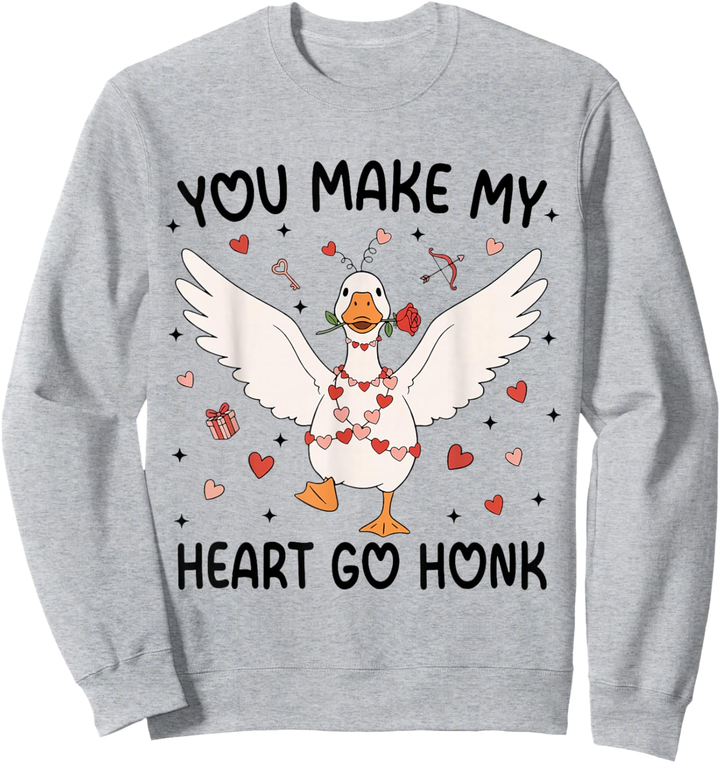 Cute You Make My Heart Go Honk Funny Valentine Goose Lover Sweatshirt - Sweatshirt | Ash