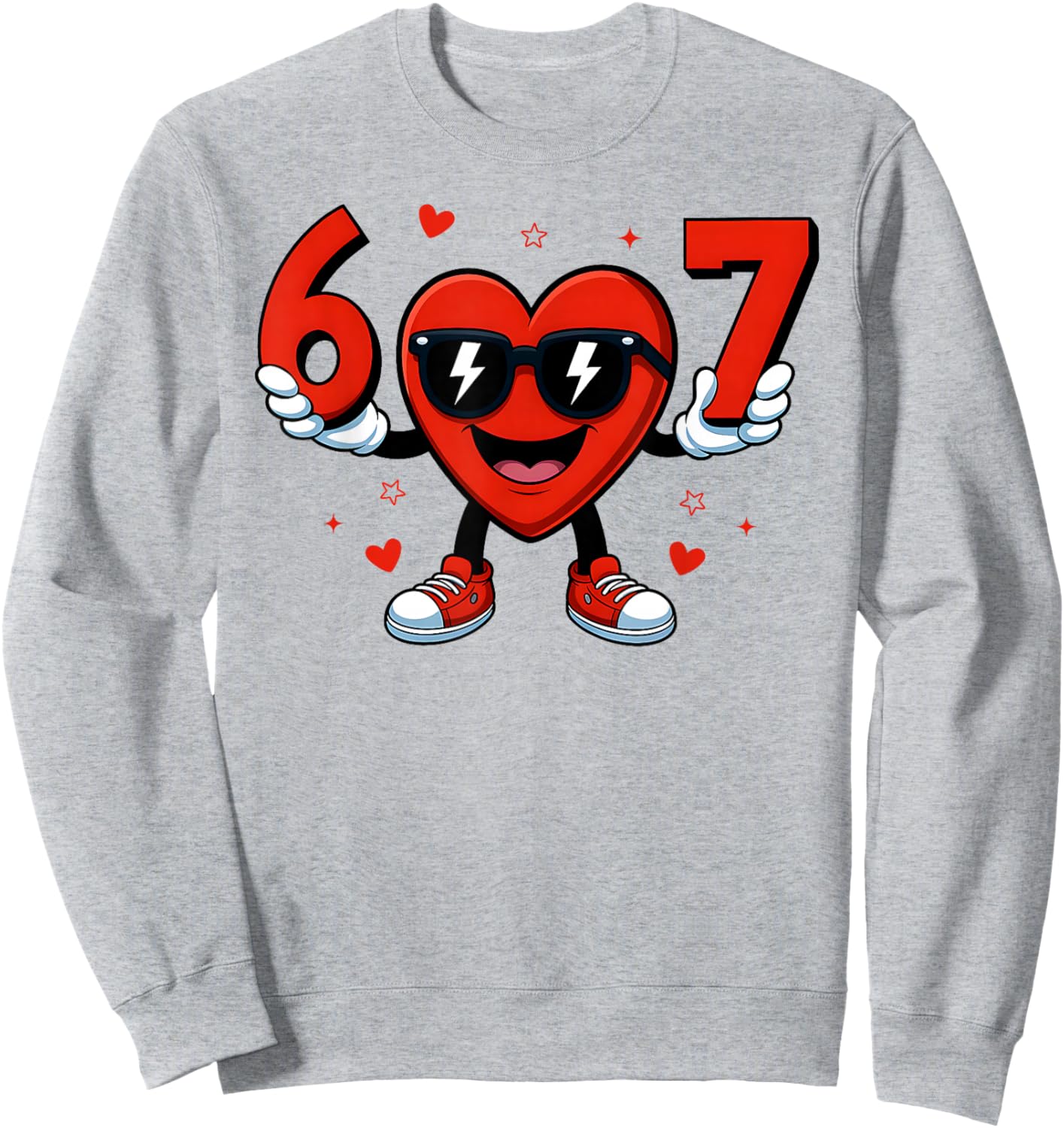Funny Six Seven 6 7 Valentines Day Boys Girls Kids 67 Meme Sweatshirt - Sweatshirt | Ash