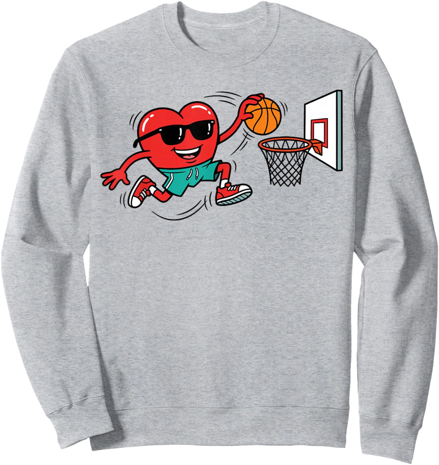 Heart Valentines Day Basketball Men Boys Kids Teens Sweatshirt - Sweatshirt | Ash