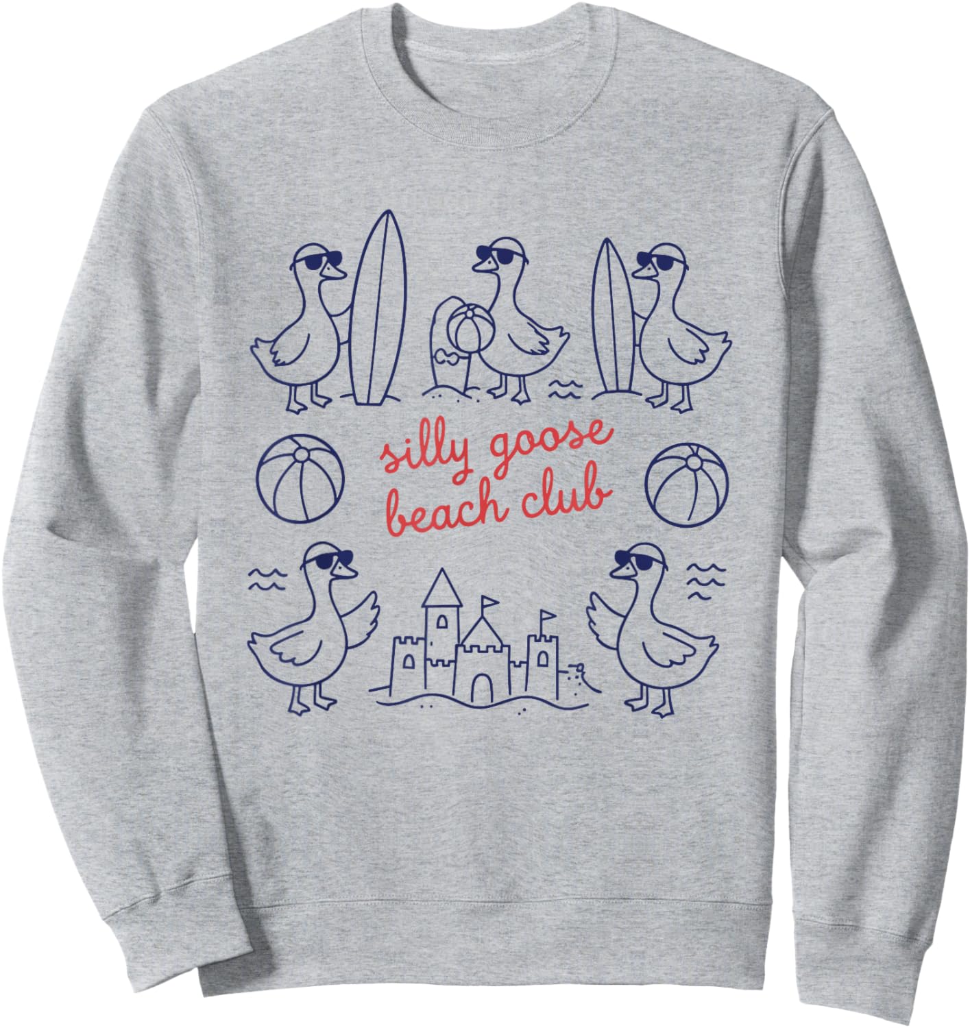 Silly Goose Beach Club Summer Ocean Vacation Sweatshirt - Sweatshirt | Ash