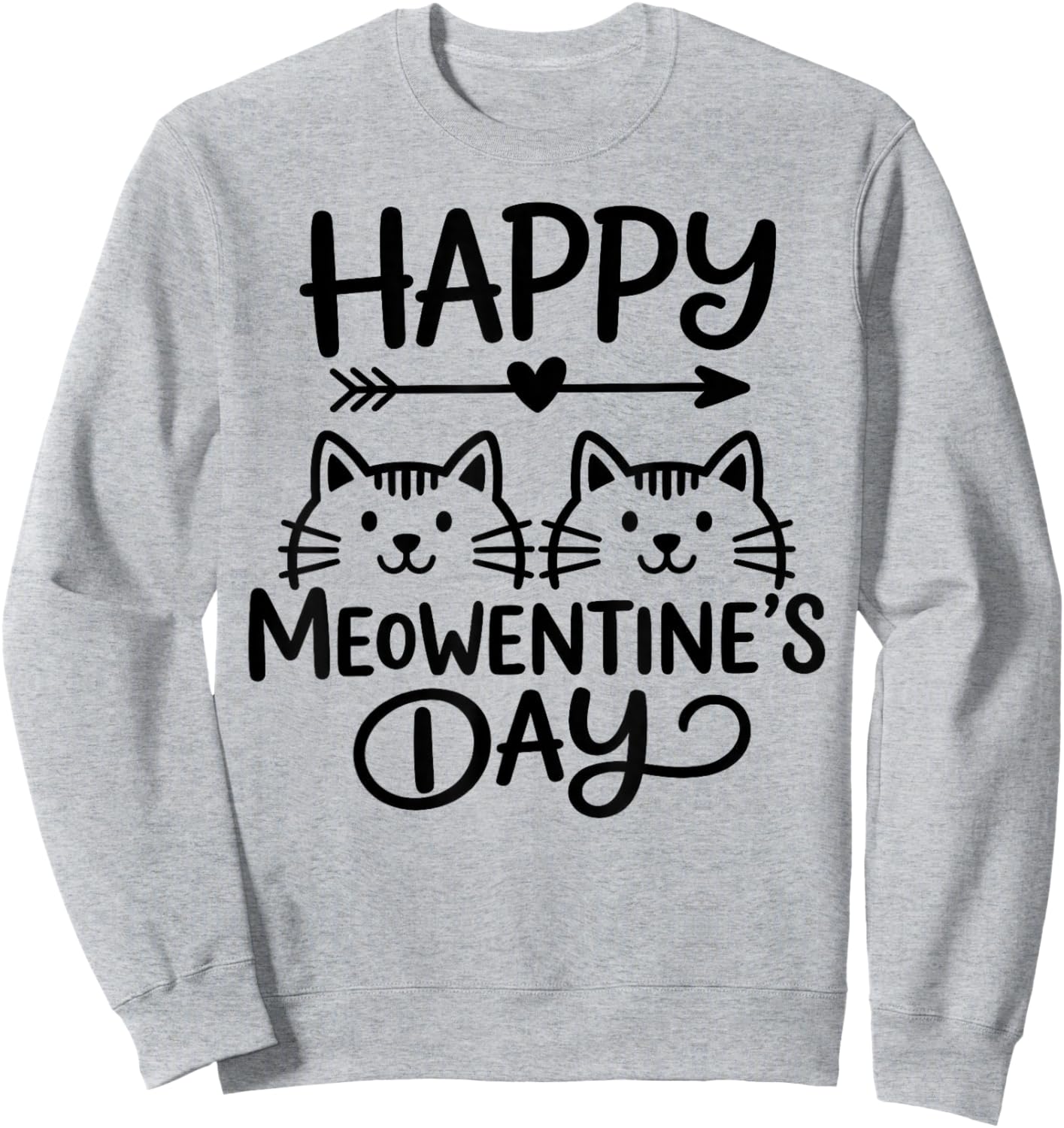 Happy Meowentine's Day Valentine Sweatshirt - Sweatshirt | Ash