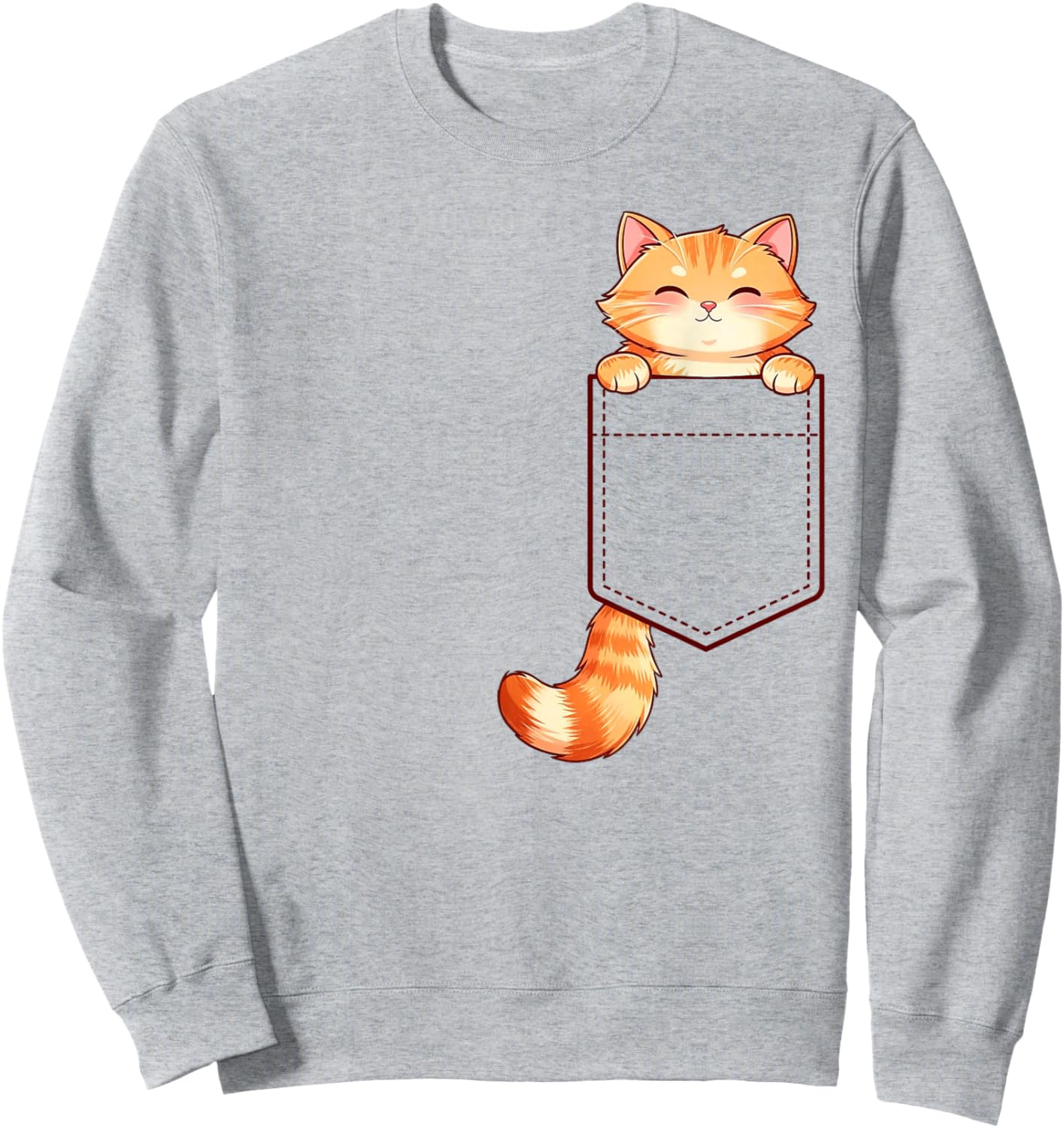 Funny Orange Ginger Tabby Cat Feline Lover Men Sweatshirt - Sweatshirt | Ash