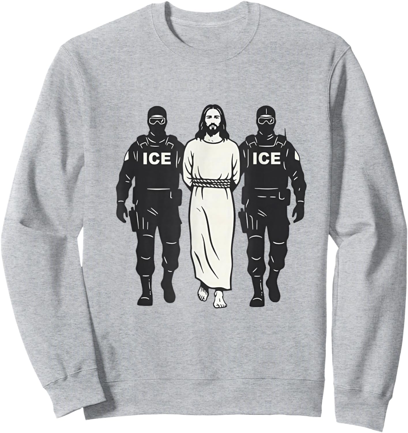 Anti ICE Jesus Arrested Parody Sweatshirt - Sweatshirt | Ash