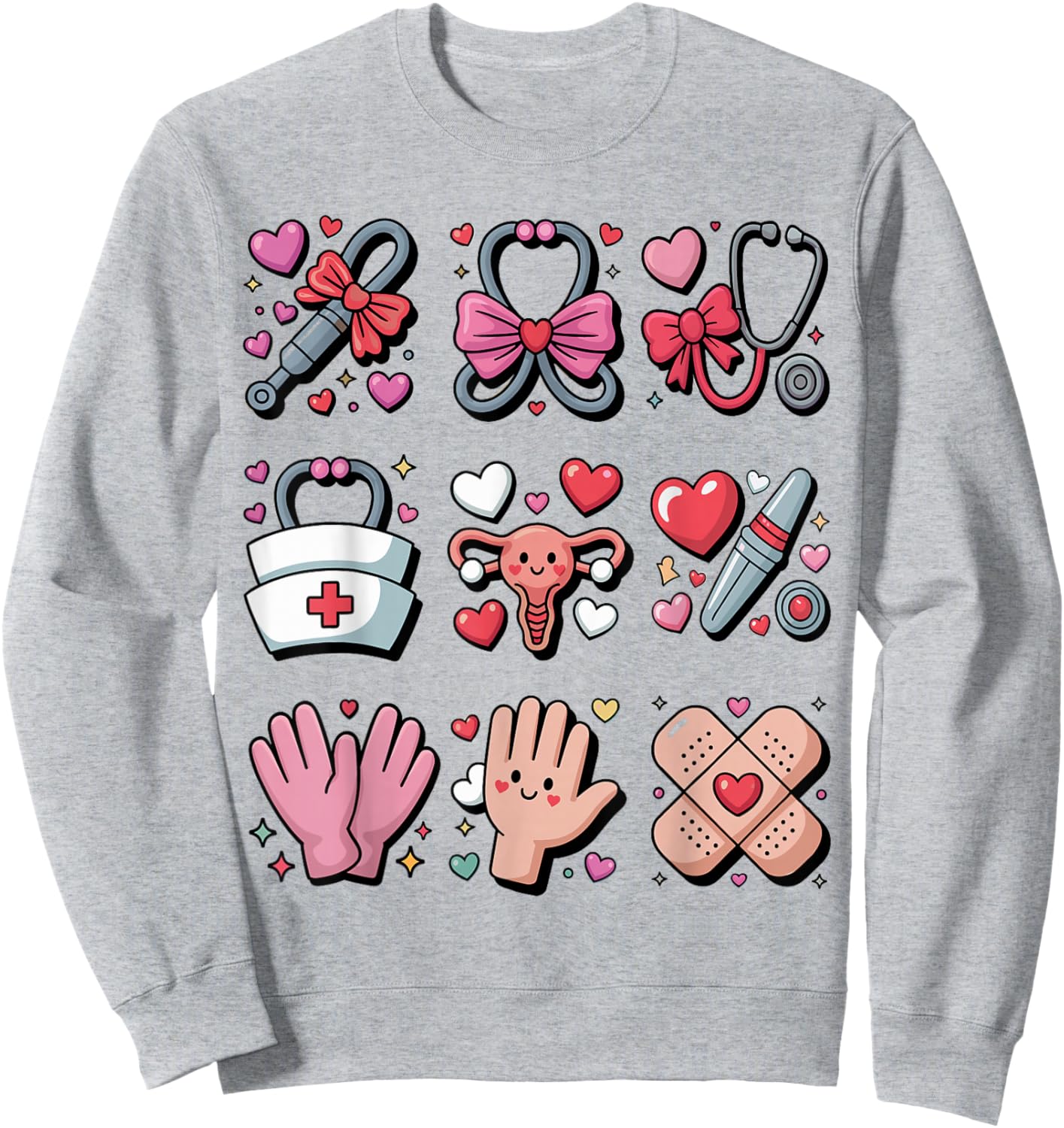 OBGYN Nurse Valentines Day Obstetrics Gynecologist L&D Heart Sweatshirt - Sweatshirt | Ash