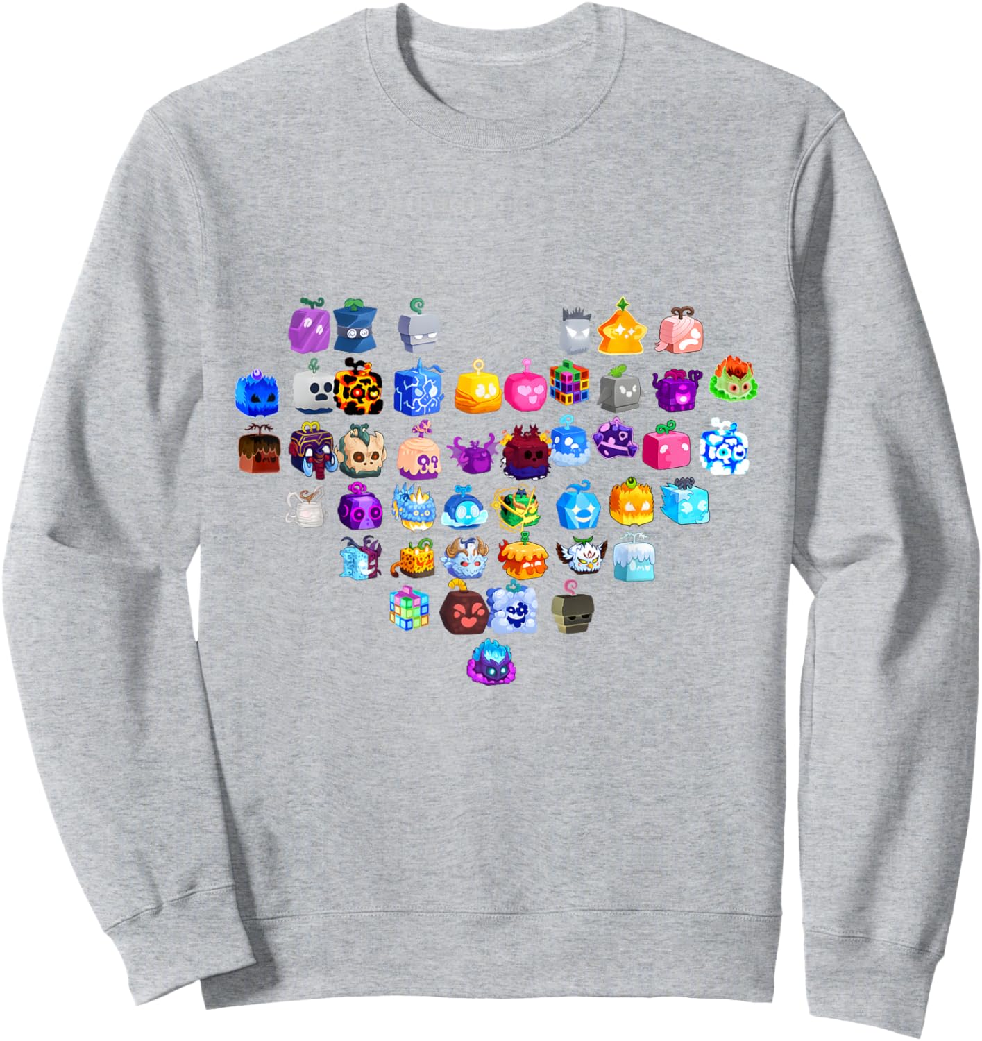 All Blox Fruits Heart Shaped Sweatshirt - Sweatshirt | Ash