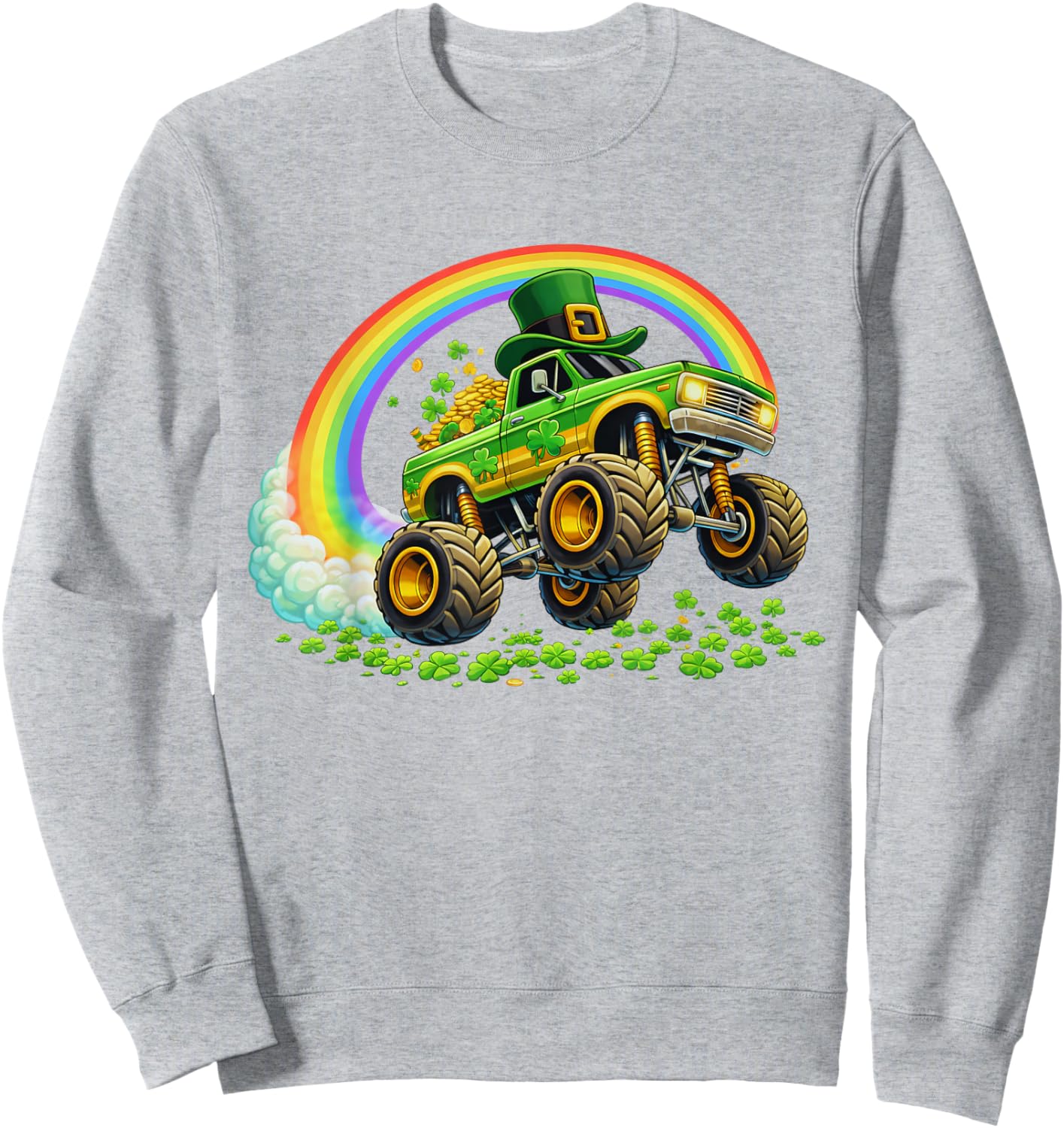 St Patricks Day Truck for Boys Teens Youth Kids Toddler Sweatshirt - Sweatshirt | Ash
