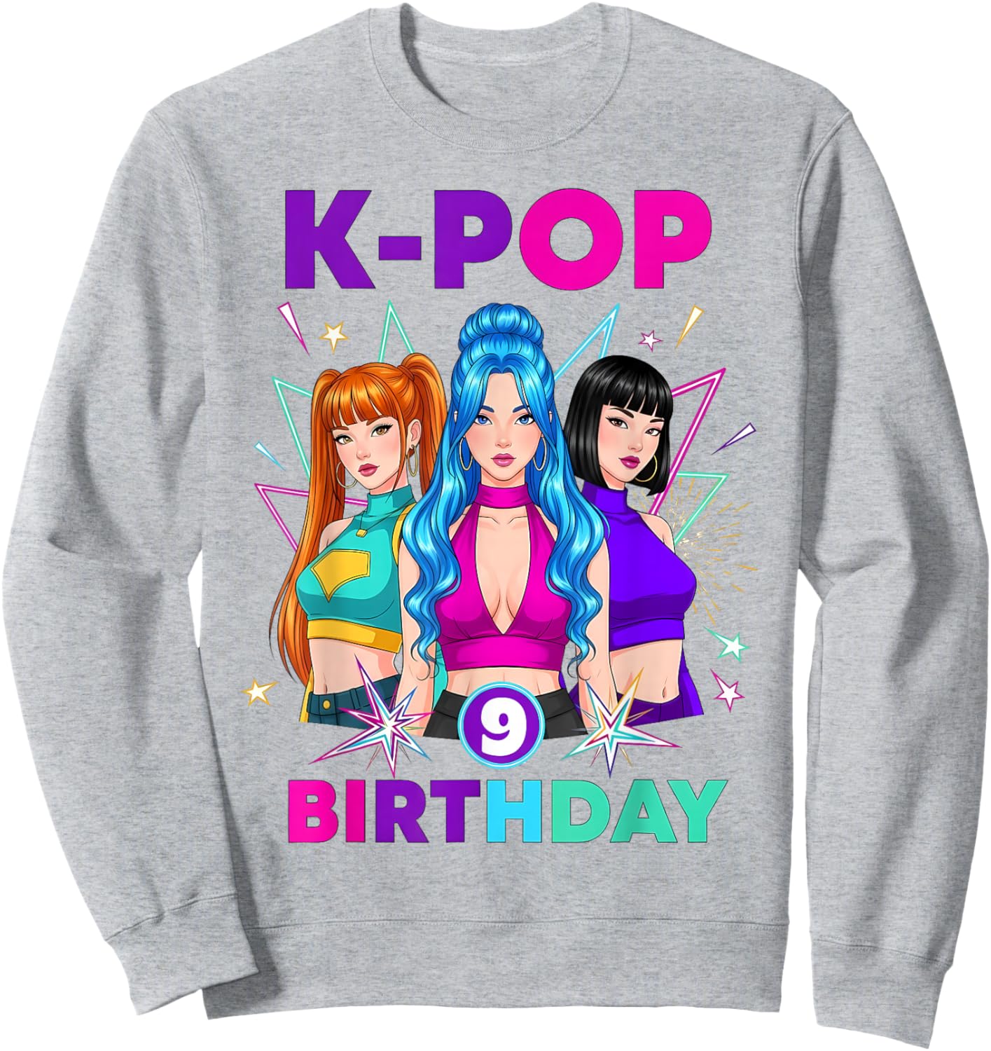 9 Years Old Birthday K Pop Kids 9th Birthday Girls K-pop Sweatshirt - Sweatshirt | Ash