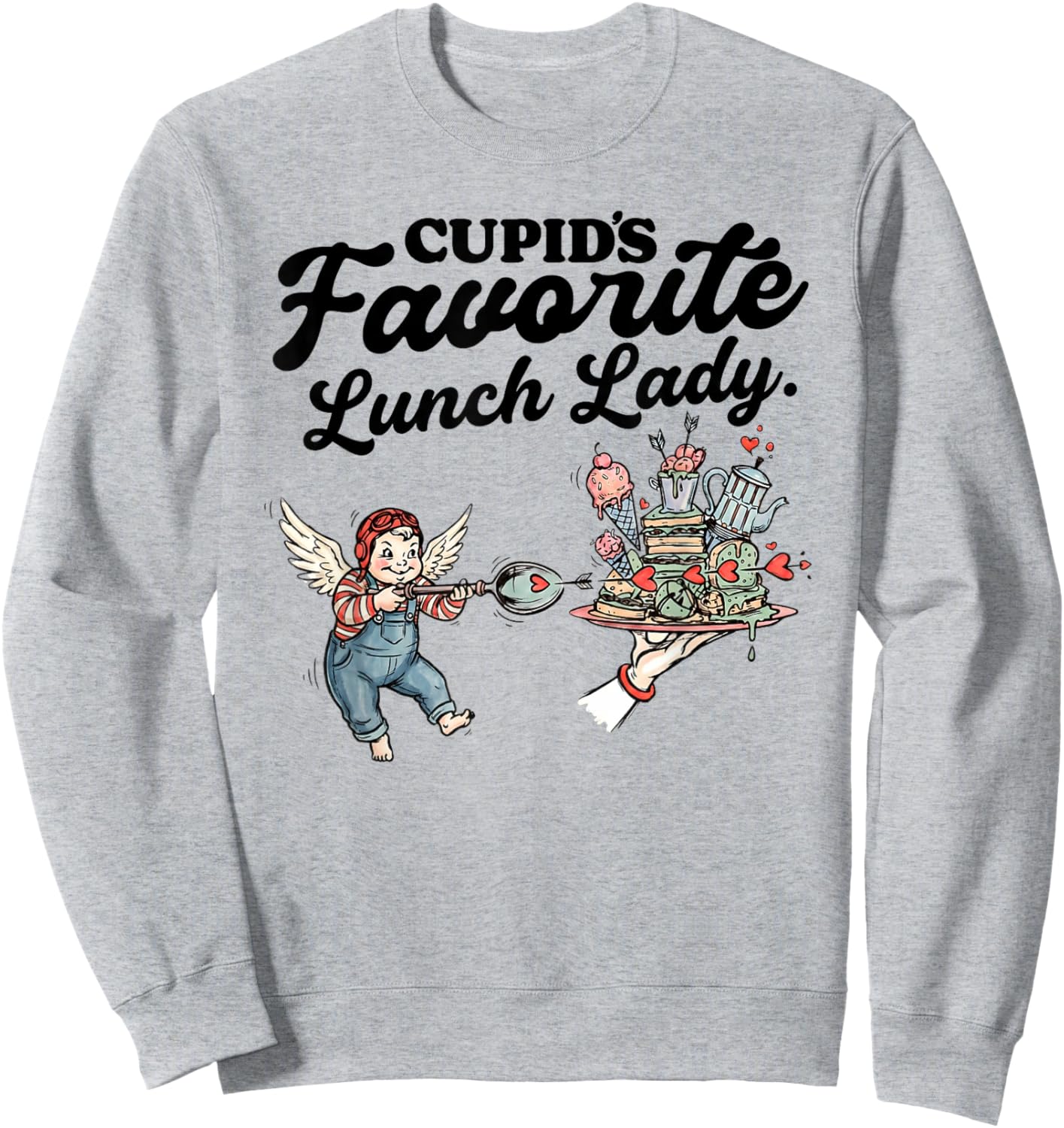 Cupids Favorite Lunch Lady Valentine Day Love Lunch Lady Sweatshirt - Sweatshirt | Ash