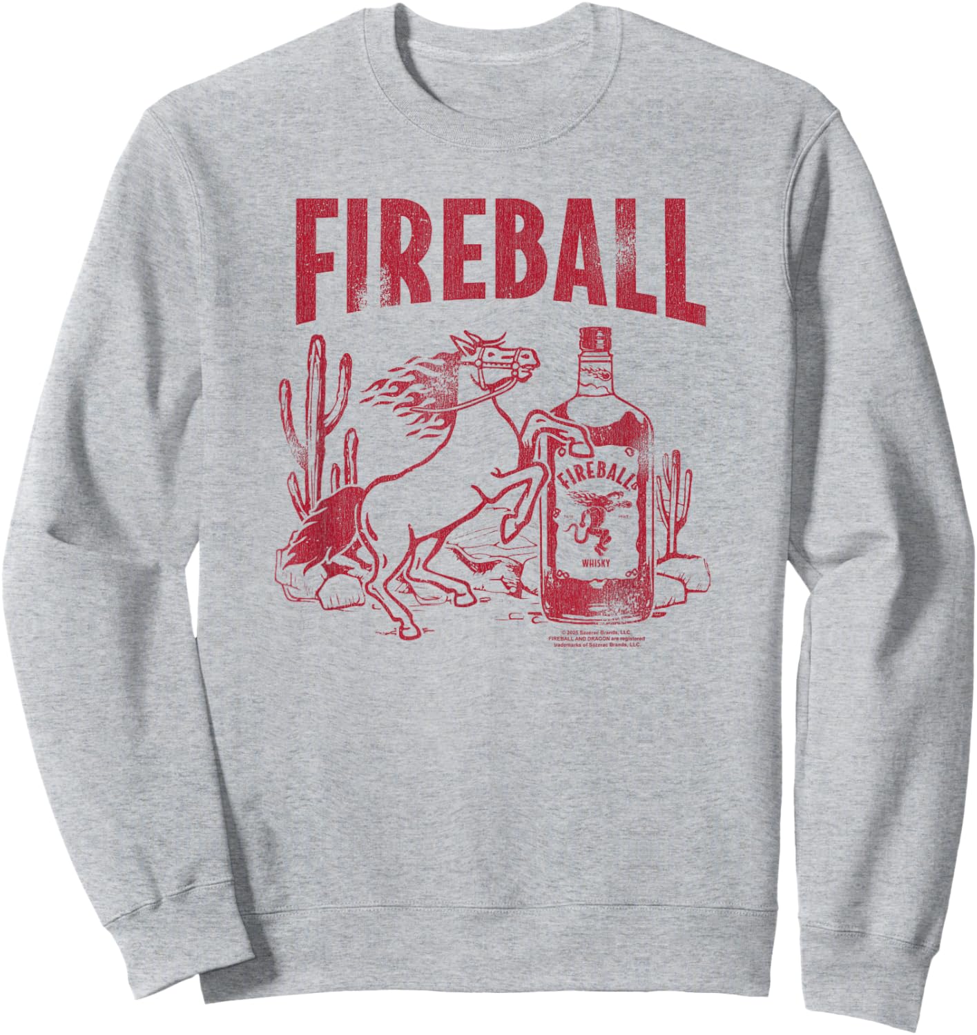 Fireball Flamin' Horse and Bottle Western Desert Scene Drink Sweatshirt - Sweatshirt | Ash