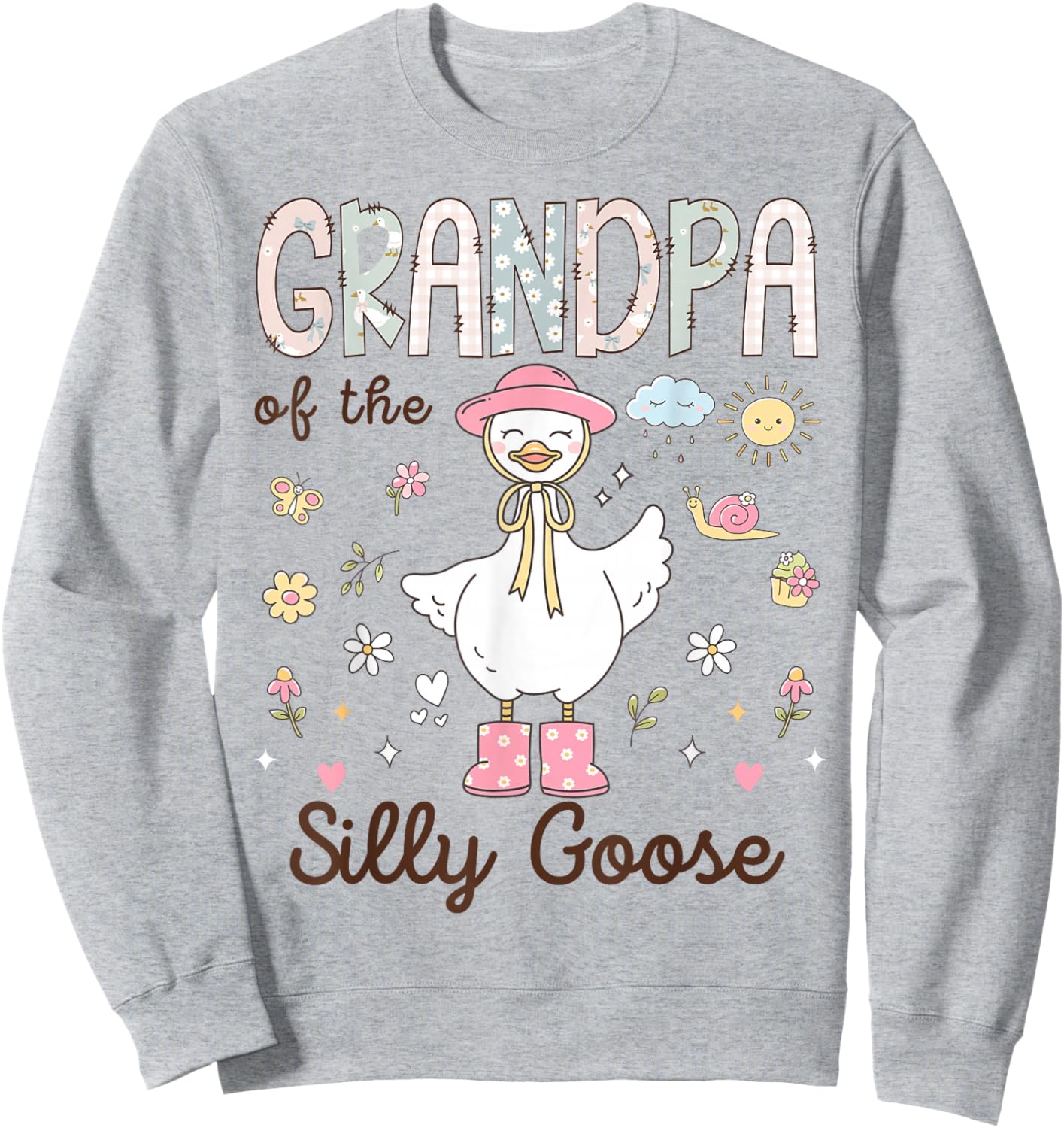 Grandpa of The Silly Goose First Birthday Girl Family Sweatshirt - Sweatshirt | Ash